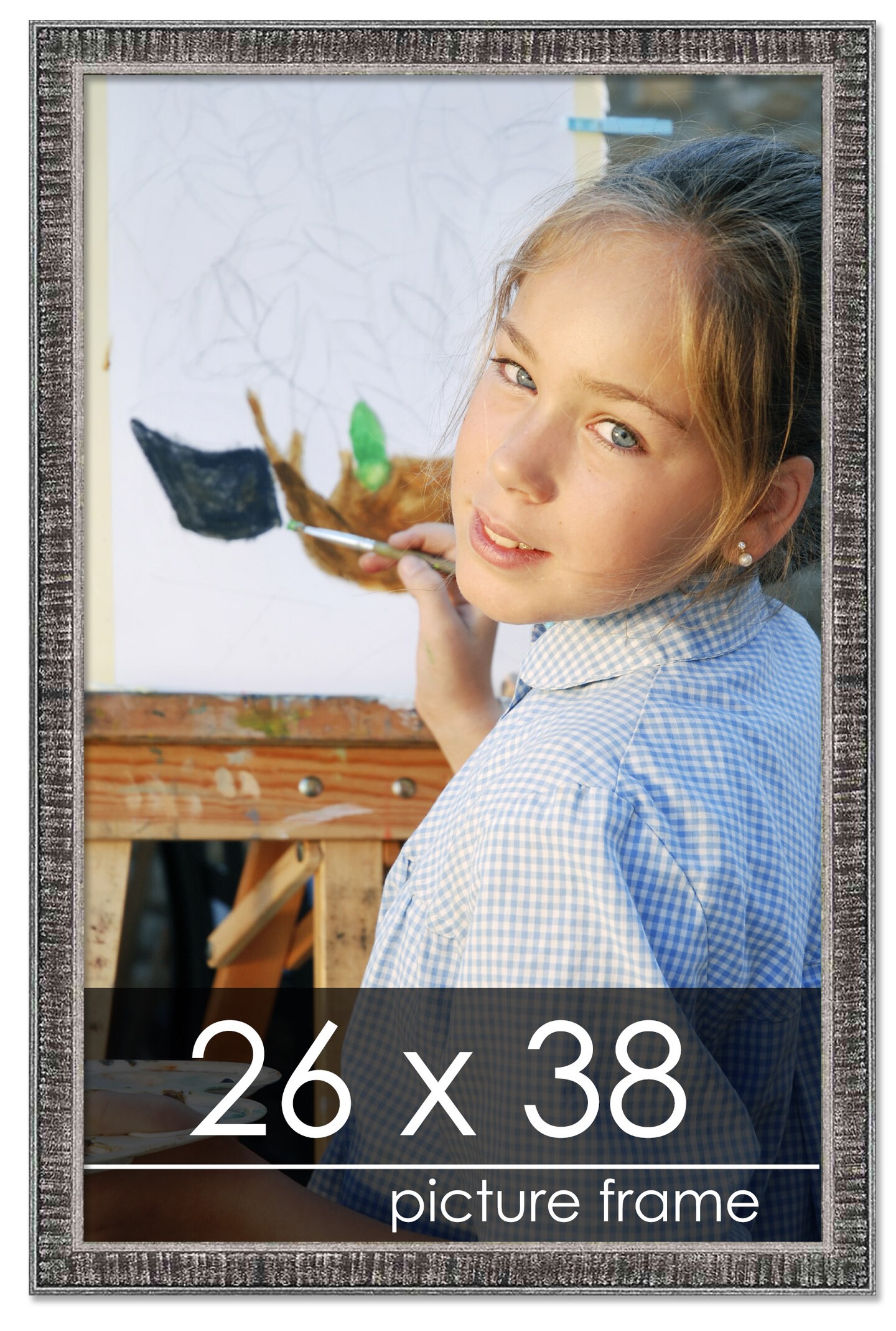 26x38 Textured Picture Frame with UV-Resistant Acrylic &#x26; Acid Free Backing, Available in 6 Finishes - Black, Blue, Brown, Gold, Grey, and White