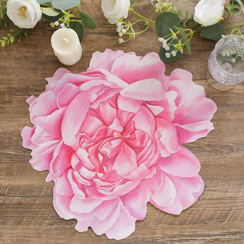 10 Pink Peony Flower Cardboard Paper Placemats Party Events Decorations Supplies