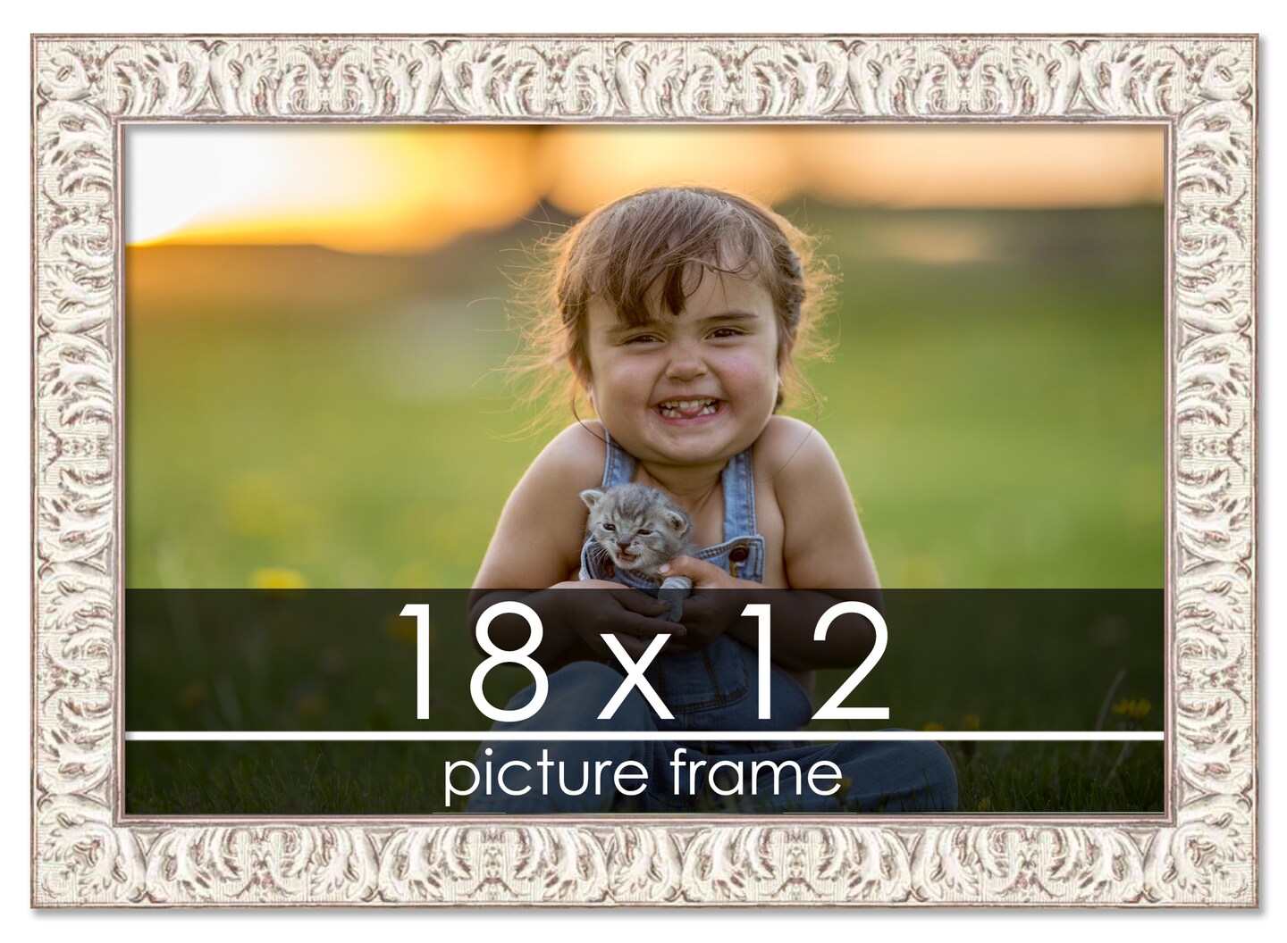 18x12 Refined White Picture Frame - UV Acrylic, Foam Board Backing, Hanging Hardware