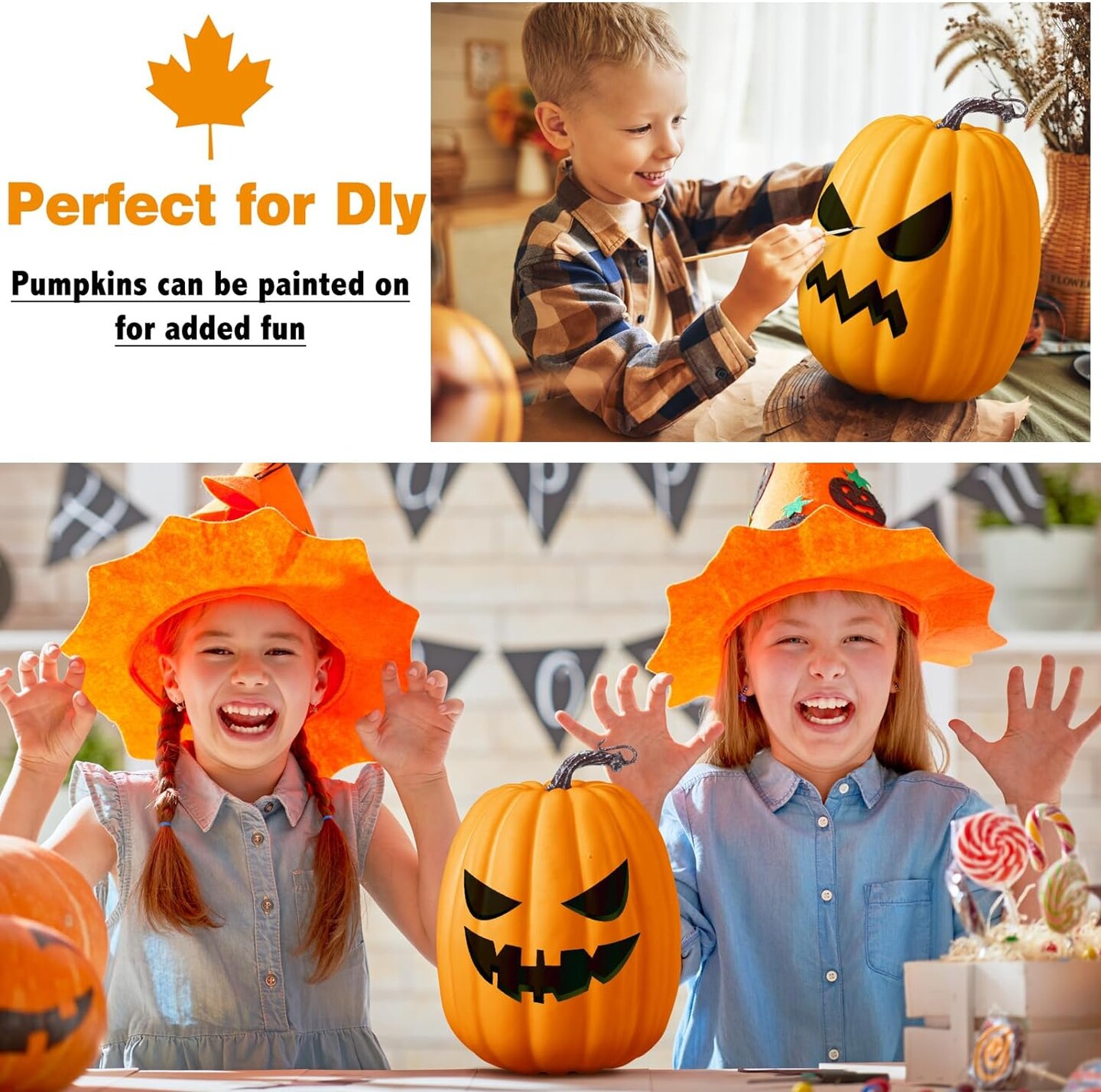 4 Pcs Carvable Halloween Thanksgiving Fall Large White Foam Pumpkins