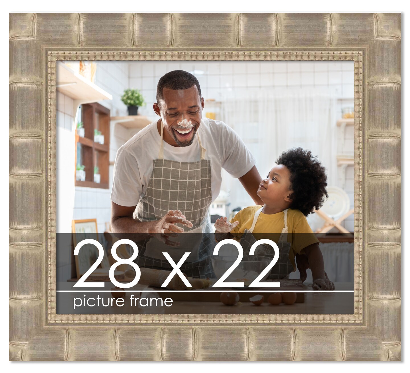 28x22 Wide Bamboo Picture Frame with UV-Resistant Acrylic &#x26; Acid Free Backing, Available in  4 Finishes - Brown, Black, Silver, and Natural