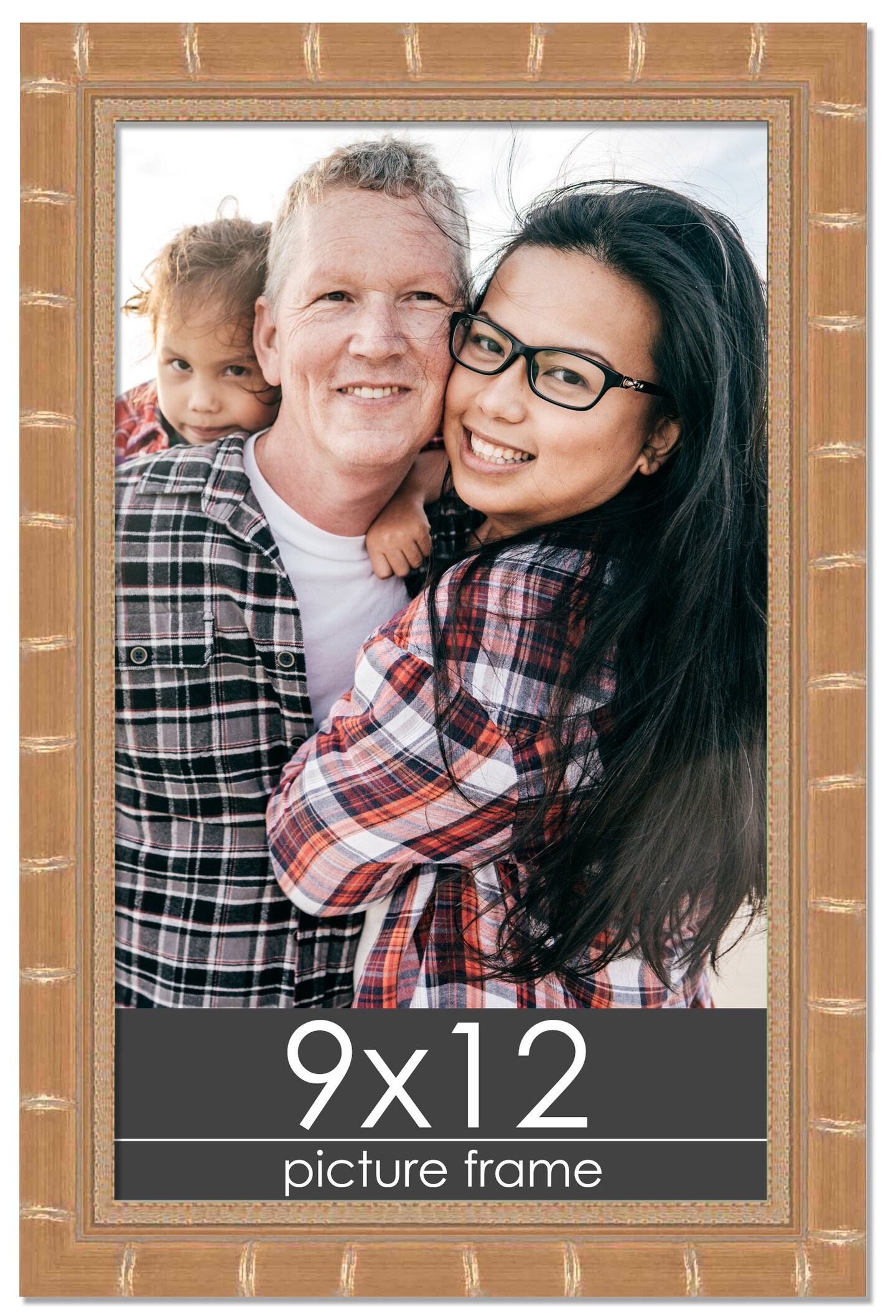 9x12 Modern Bamboo Picture Frame with UV-Resistant Acrylic &#x26; Acid Free Backing, Available in  5 Finishes - Gold, Silver, Brown, Black, and Natural