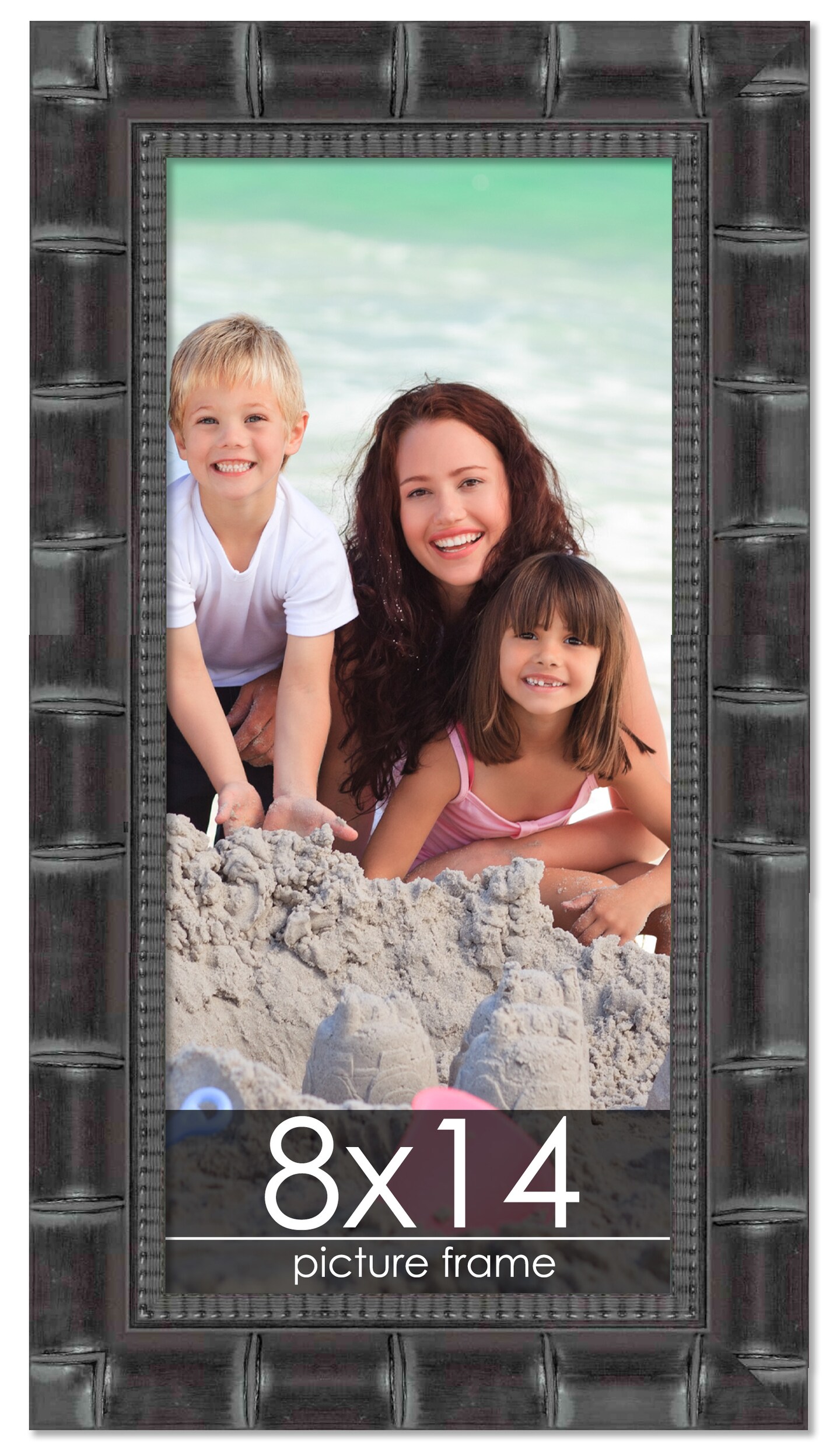 8x14 Black Wide Bamboo Picture Frame - UV Acrylic, Foam Board Backing ...