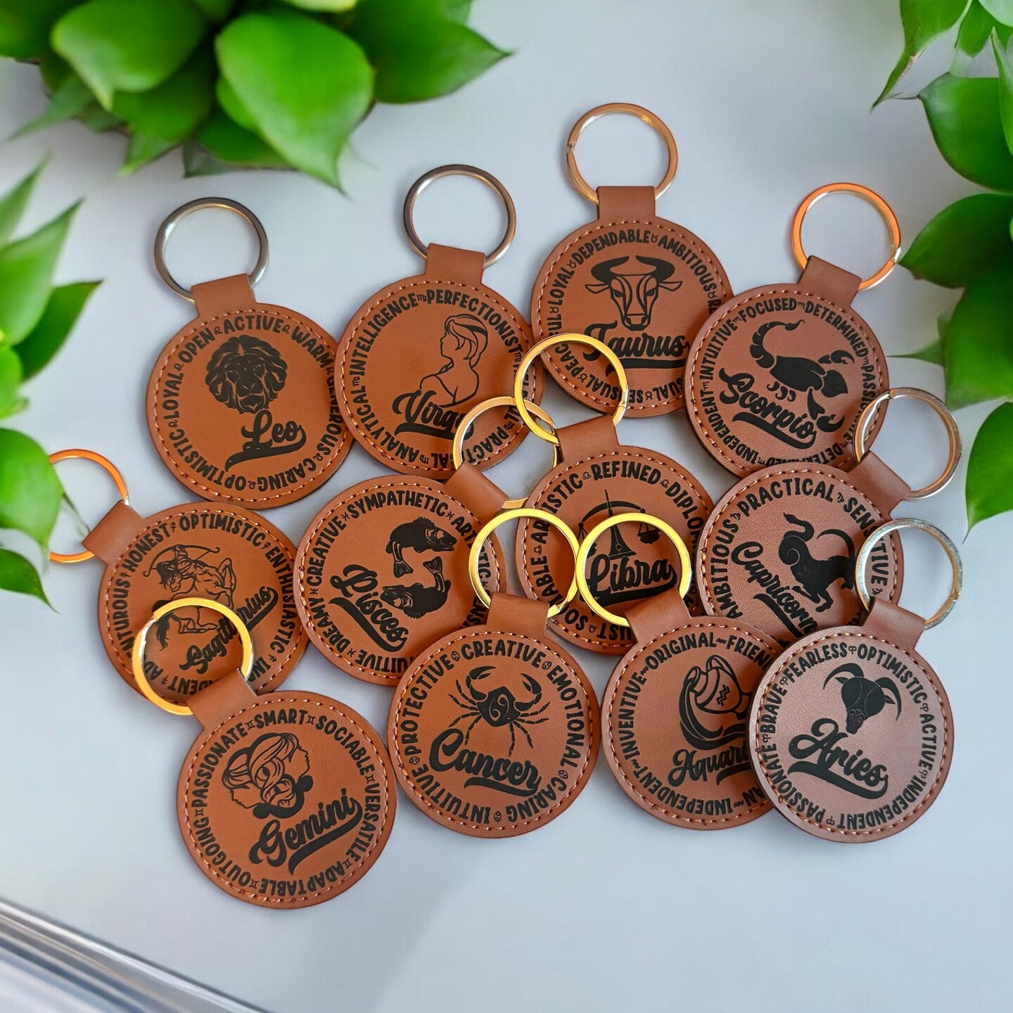 Faux leather factory keychains