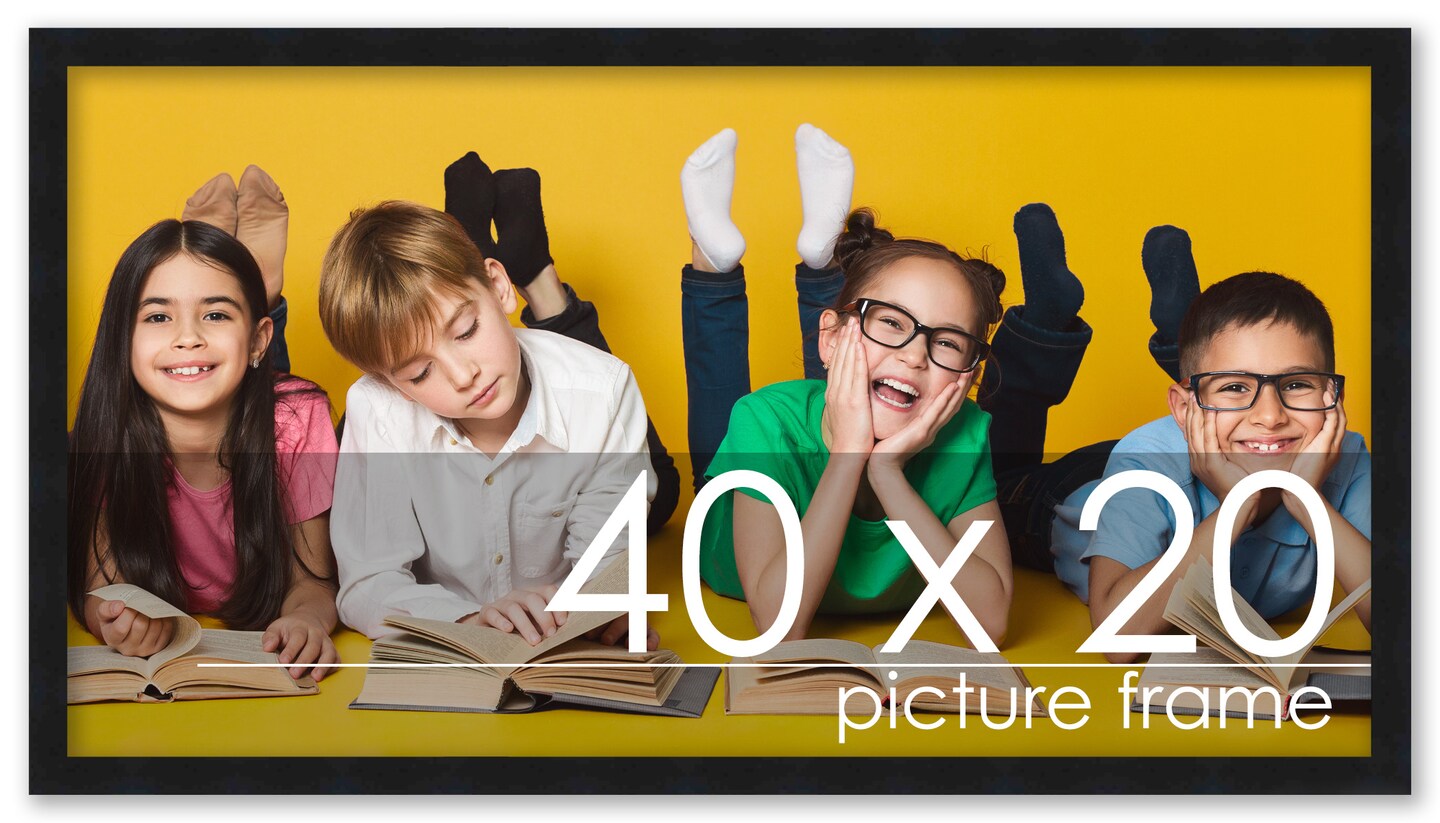 40x20 Solid Wood Picture Frame with UV-Resistant Acrylic & Acid-Free Backing, Available in 6 Finishes: Matte Black, Matte White, Metallic Bronze, Silver, Natural Wood Grain & Mahogany