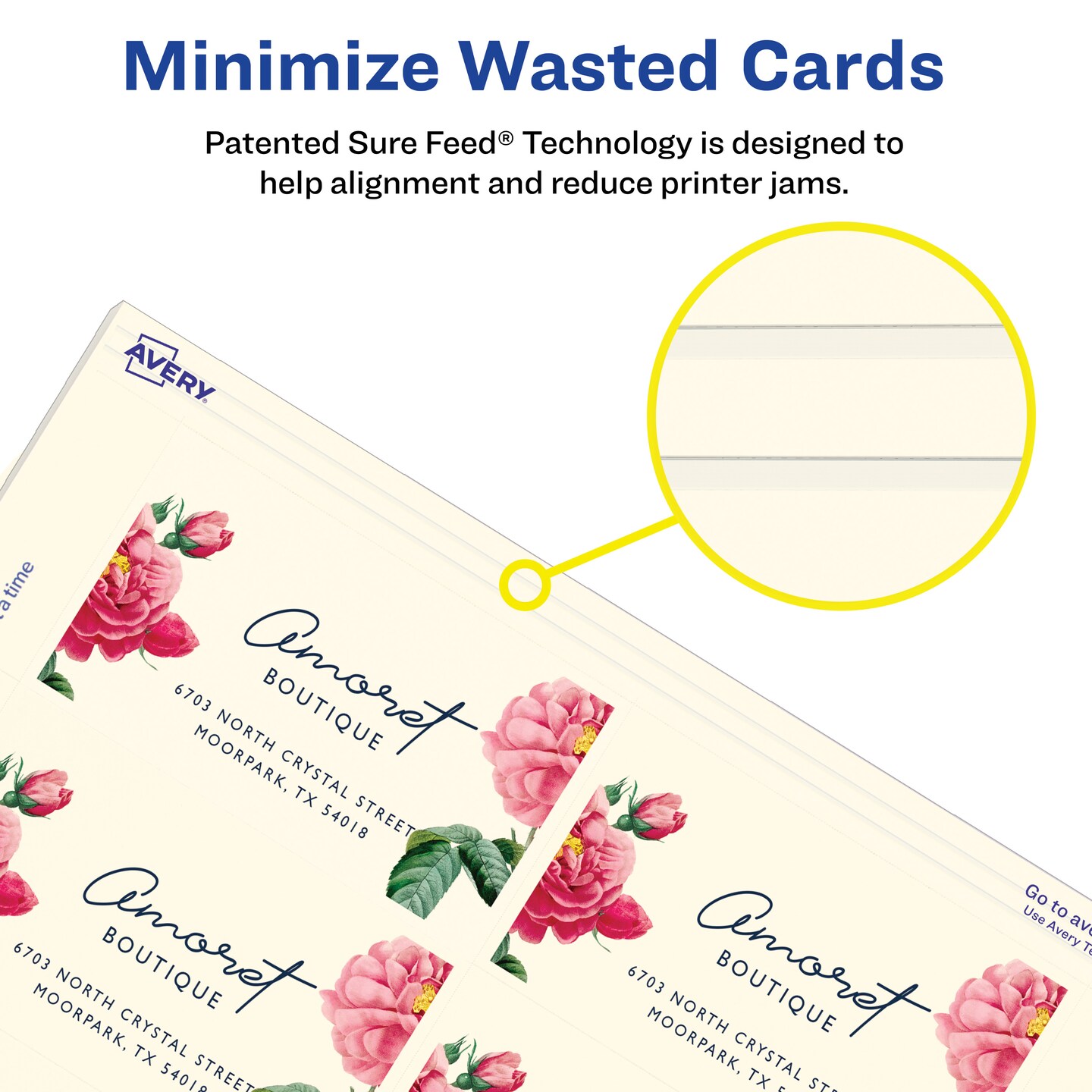 Avery Clean Edge Printable Business Cards with Sure Feed Technology, 2&#x22; x 3.5&#x22;, Ivory, 200 Blank Cards for Inkjet Printers (08876)