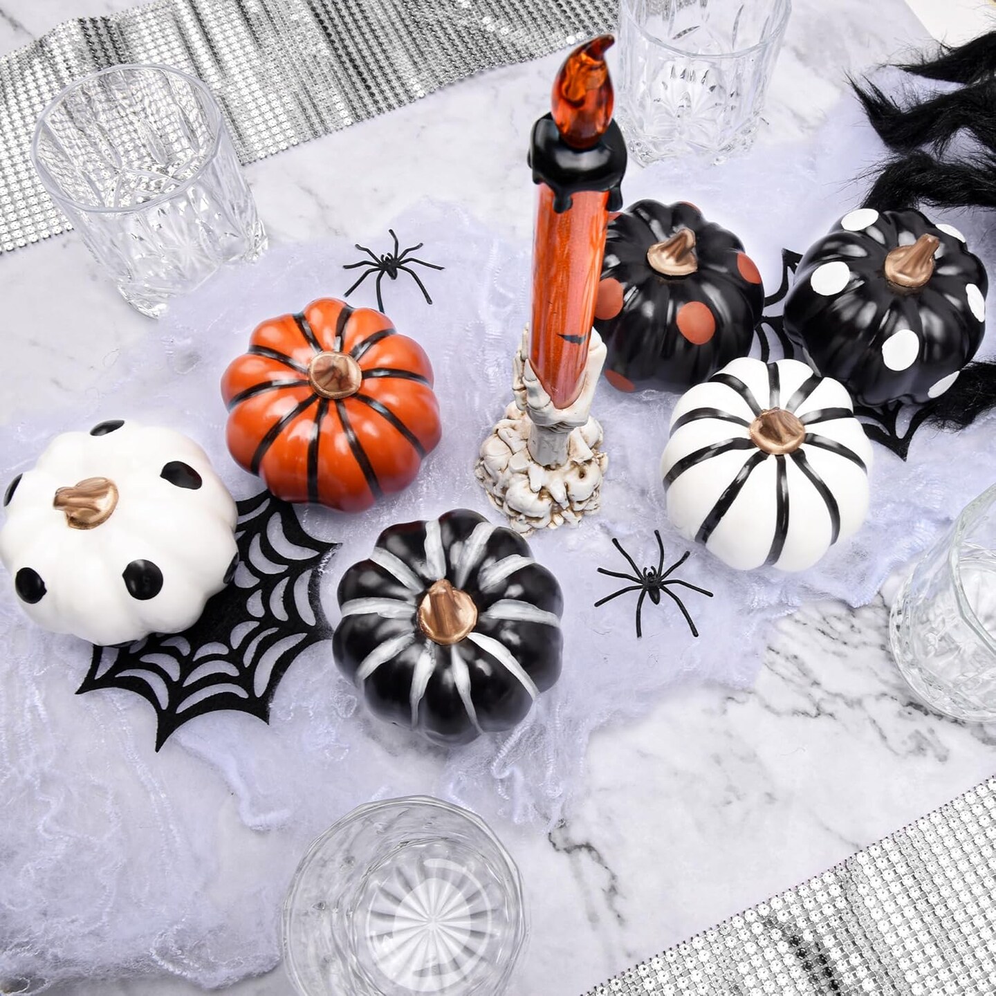 Pumpkin Decor - 6 pcs Artificial Pumpkins for Crafts Decorations for Autumn Home Halloween Decor