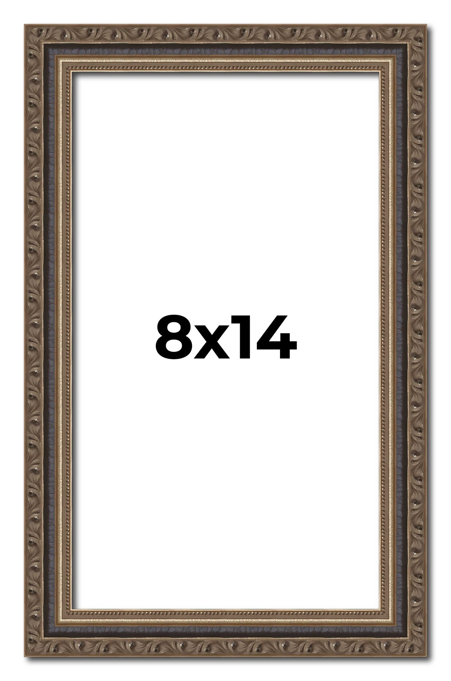 8x14 Sculpted Silver Picture Frame - UV Acrylic, Foam Board Backing, Hanging Hardware