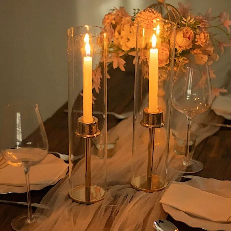 2 Clear 14" Cylinder Glass Hurricane Candle Holder Shades Party Events Supplies