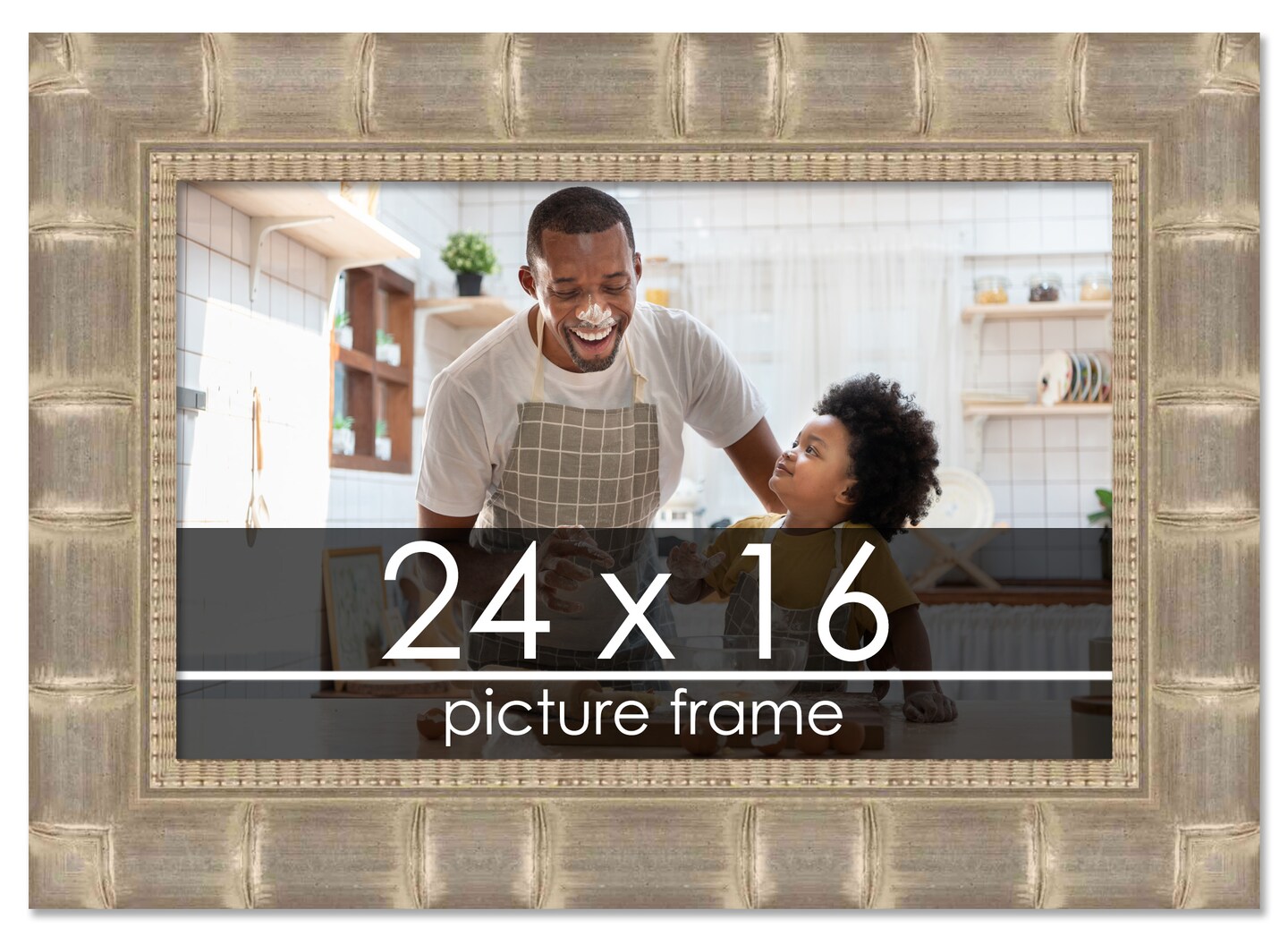 24x16 Wide Bamboo Picture Frame with UV-Resistant Acrylic &#x26; Acid Free Backing, Available in  4 Finishes - Brown, Black, Silver, and Natural