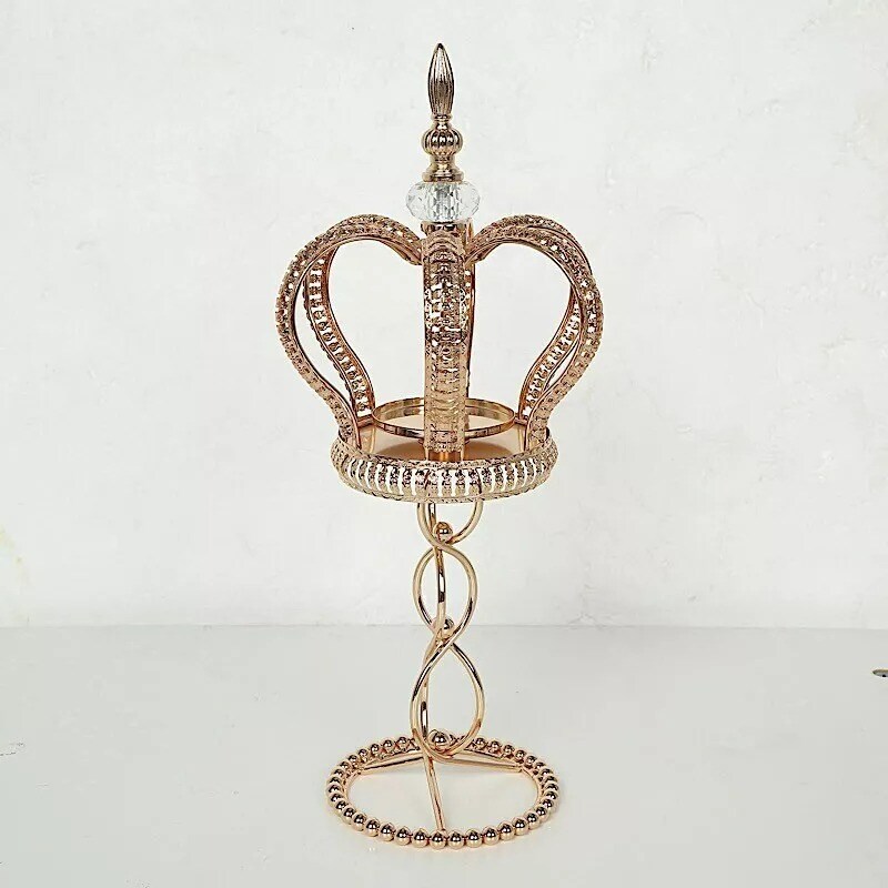 18" Gold Metal Crown Spiral Pillar Candle Holder Stand Centerpiece Party Events
