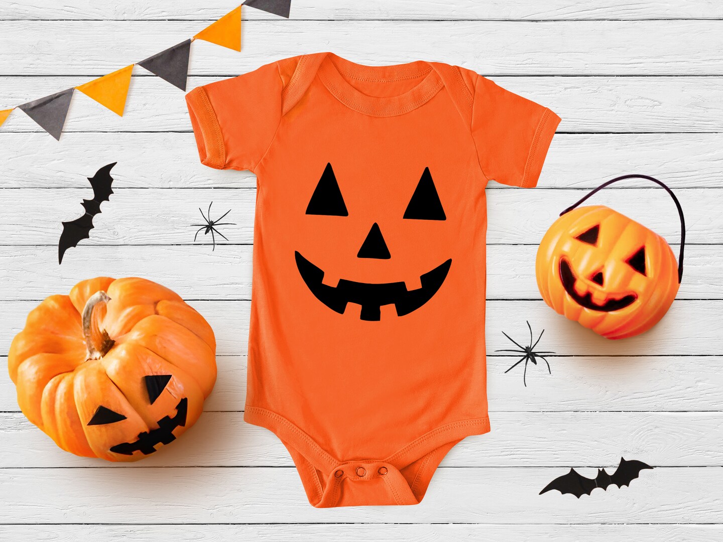 Halloween Jack O' Lantern Baby Onesie, Halloween Jack O' Lantern
