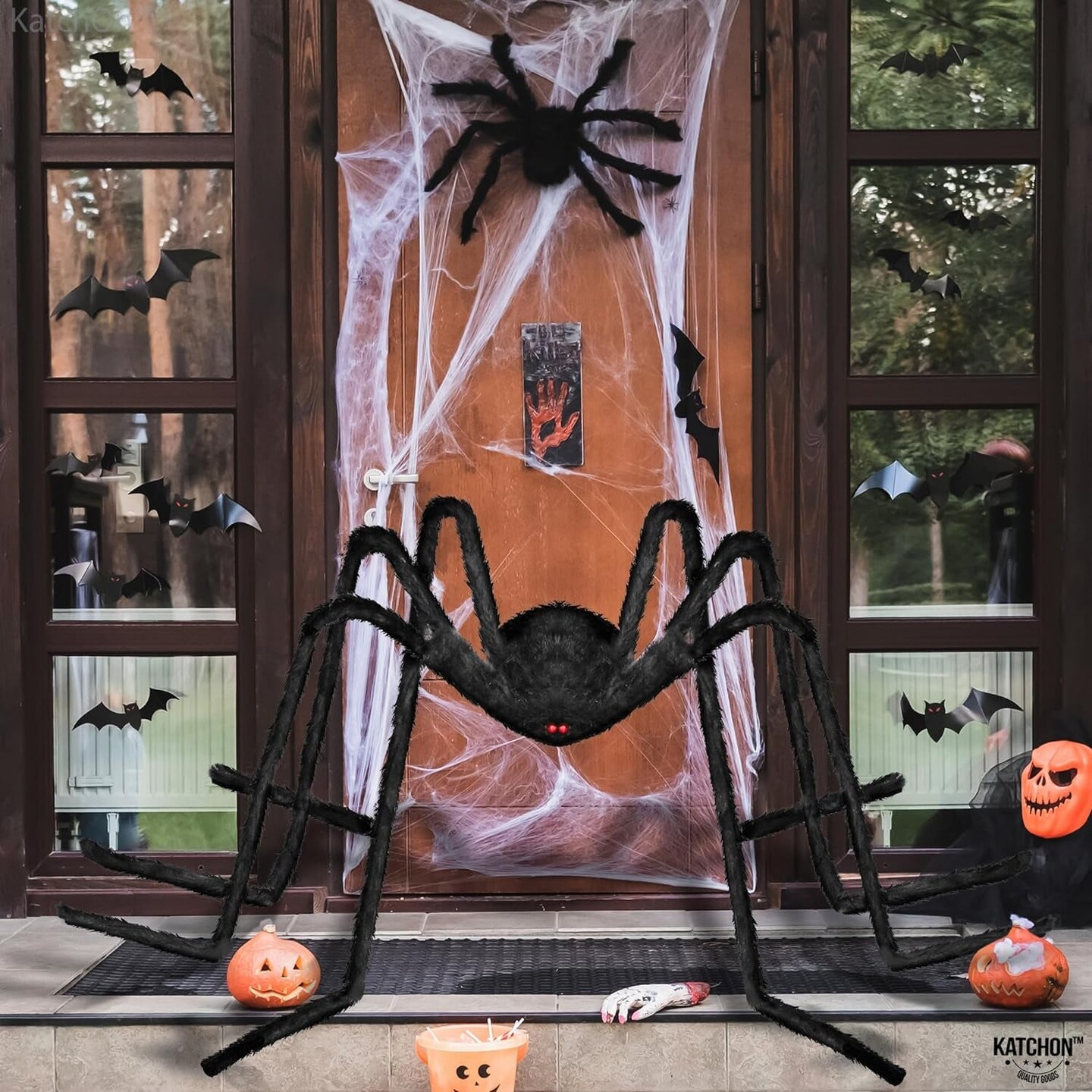 , Halloween Yard Decorations - Black Hairy Spider, 79 Inch | Halloween Outdoor Decorations | Fake Bendable Scary Spider for Halloween Yard Party