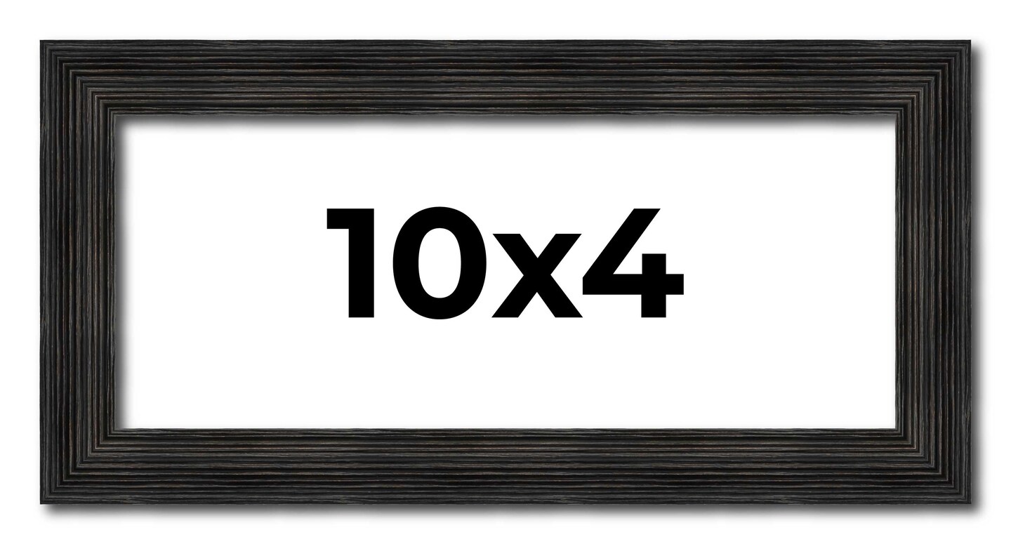 10x4 Thin Barnwood Picture Frame with UV-Resistant Acrylic & Acid Free Backing, Available in 2 Paint Finishes - Grey and Black