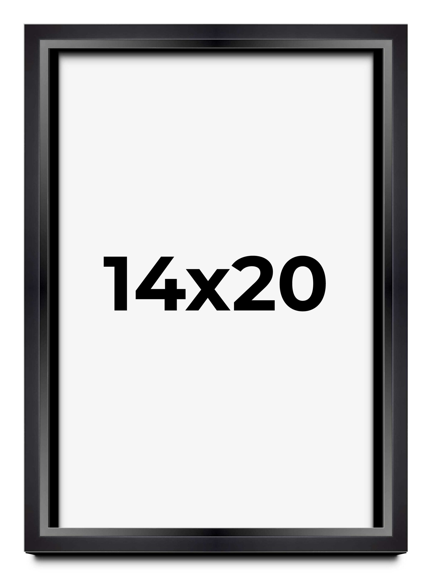 14x20 Modern Shadow Box 1.5" Depth Black Picture Frame - UV Acrylic, Backing, Hanging Hardware