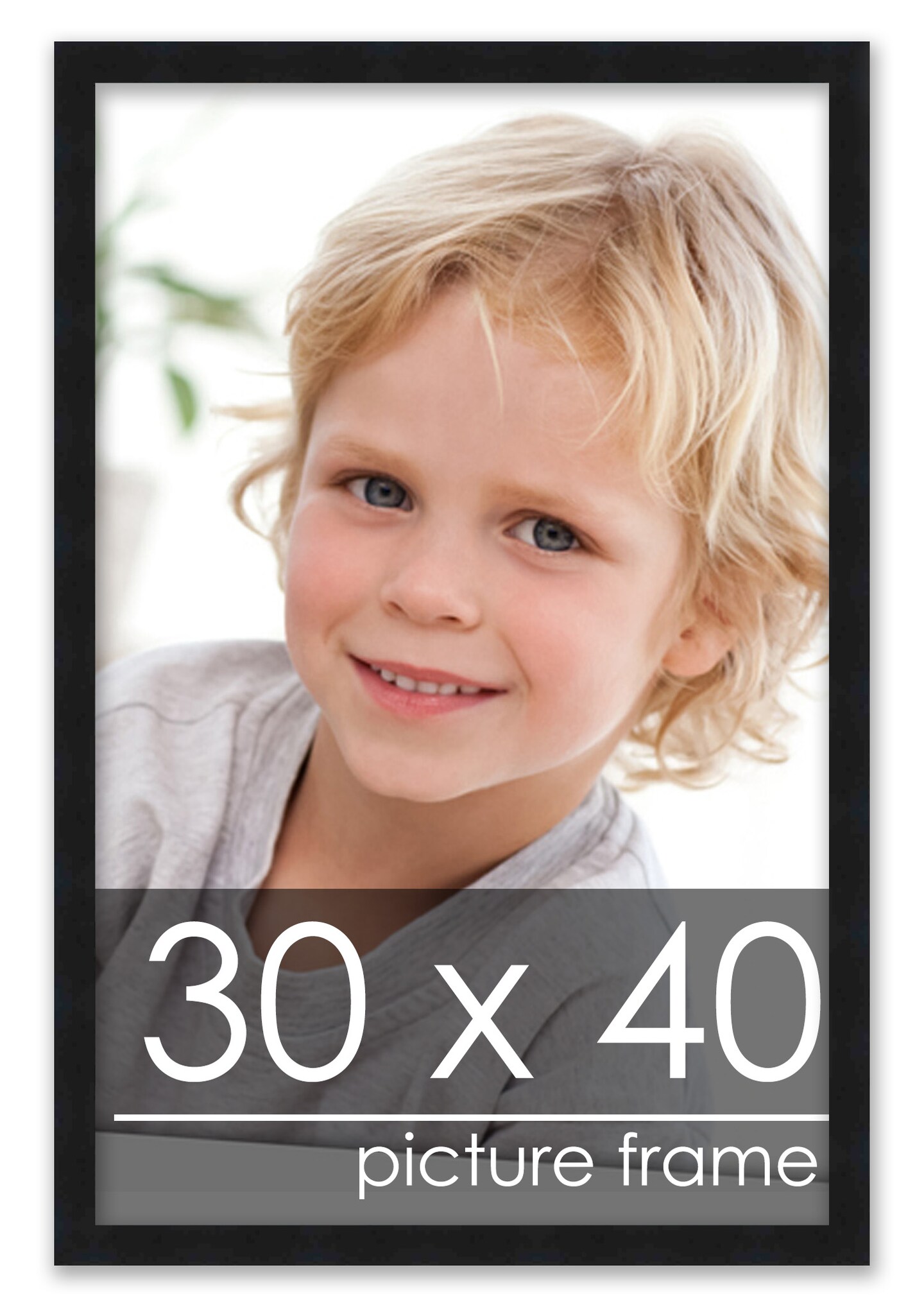 30x40 Modernist Black Picture Frame - UV Acrylic, Foam Board Backing, Hanging Hardware