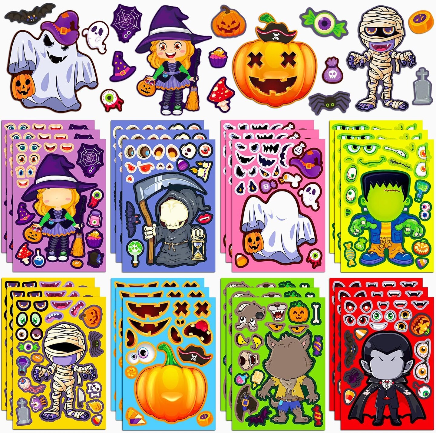 DIY Halloween Crafts Halloween Goodie Bag Stuffers, Halloween Party Games Activities Pumpkin Sticker Halloween Party Decorations Supplies