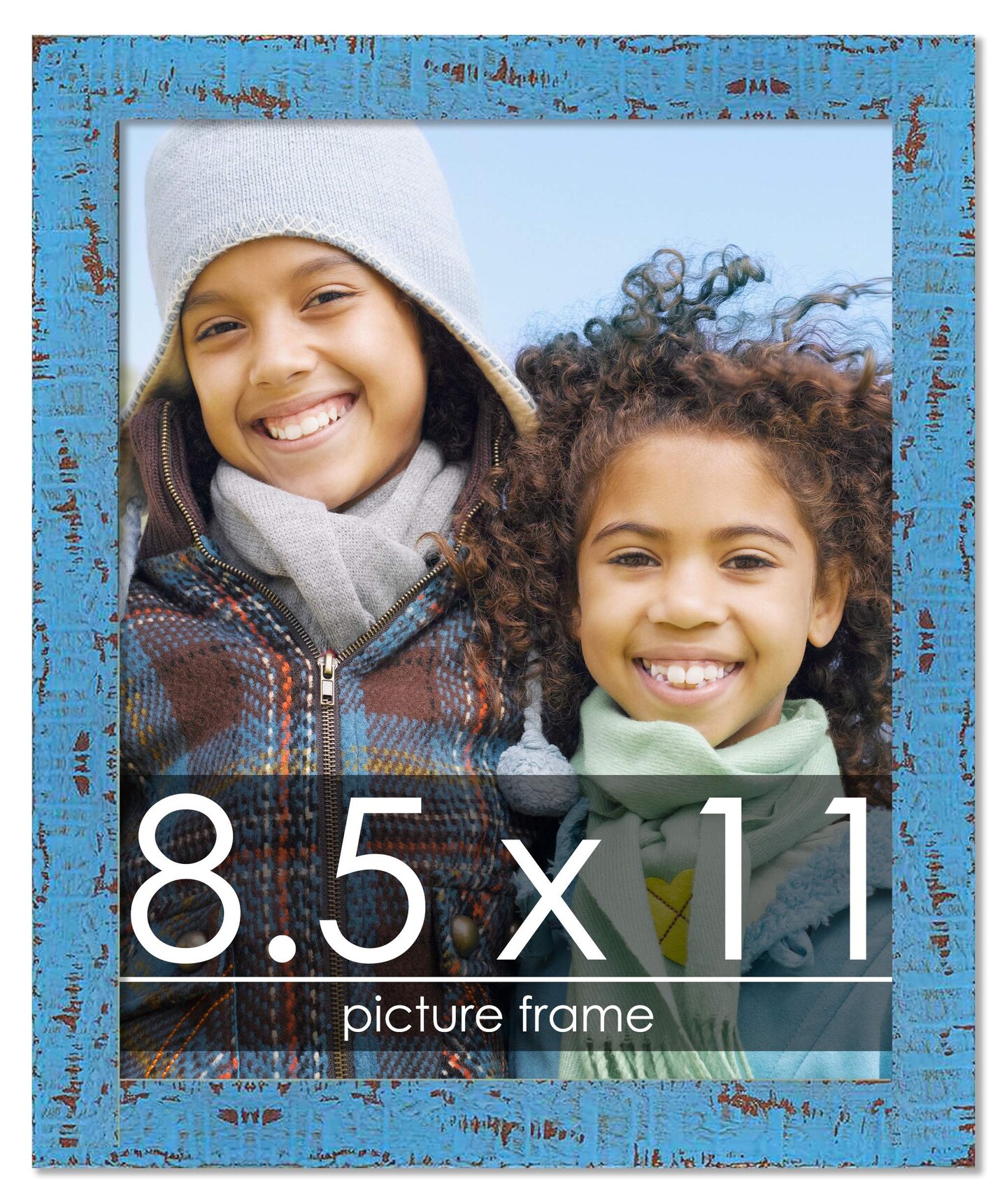 Photo Size Shabby Chic Blue Picture Frame - UV Acrylic, Foam Board Backing, Hanging Hardware