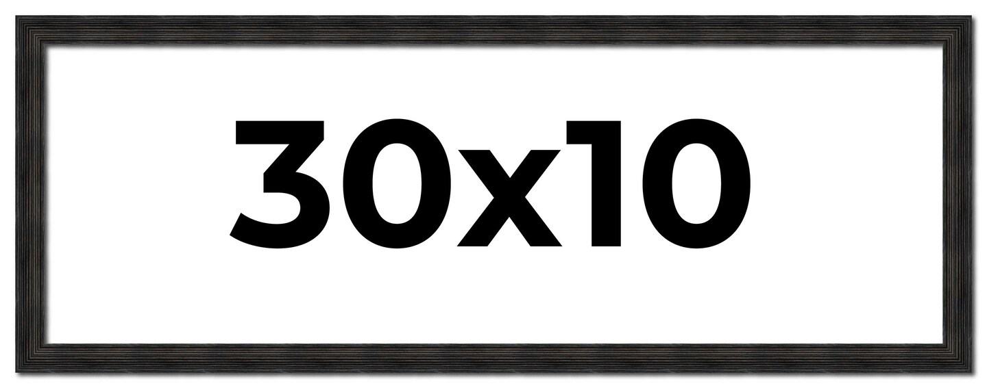 30x10 Thin Barnwood Picture Frame with UV-Resistant Acrylic & Acid Free Backing, Available in 2 Paint Finishes - Grey and Black