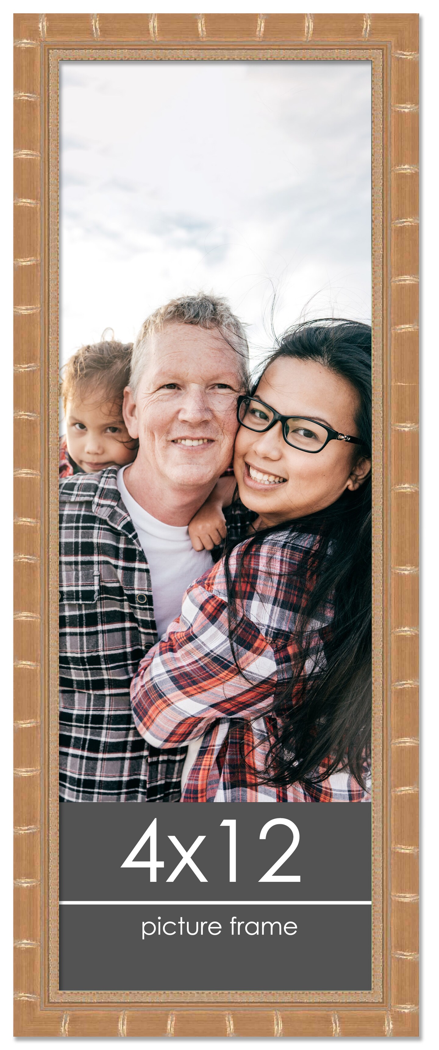 4x12 Modern Bamboo Picture Frame with UV-Resistant Acrylic & Acid Free Backing, Available in 5 Finishes - Gold, Silver, Brown, Black, and Natural