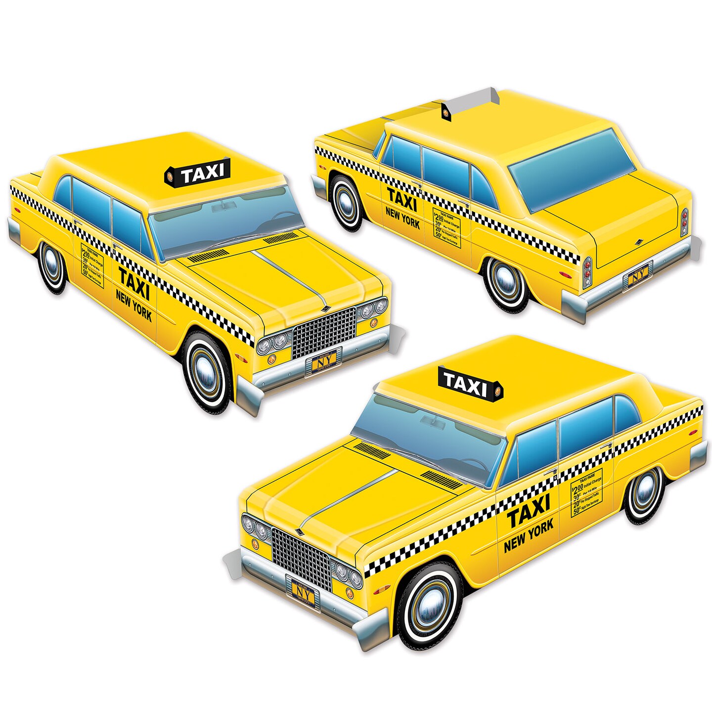 Beistle 4in. x 10&#xBD;in. 3-D Taxi Cab Centerpieces - 12 Pack