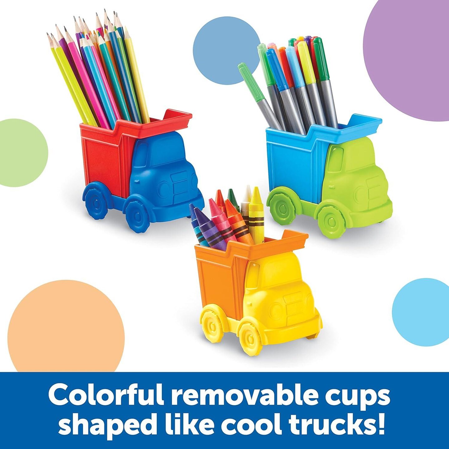 5 Pieces, Kids Art Supplies Organizer, Storage Caddy for Kids,Crayon Organizer : Trucks