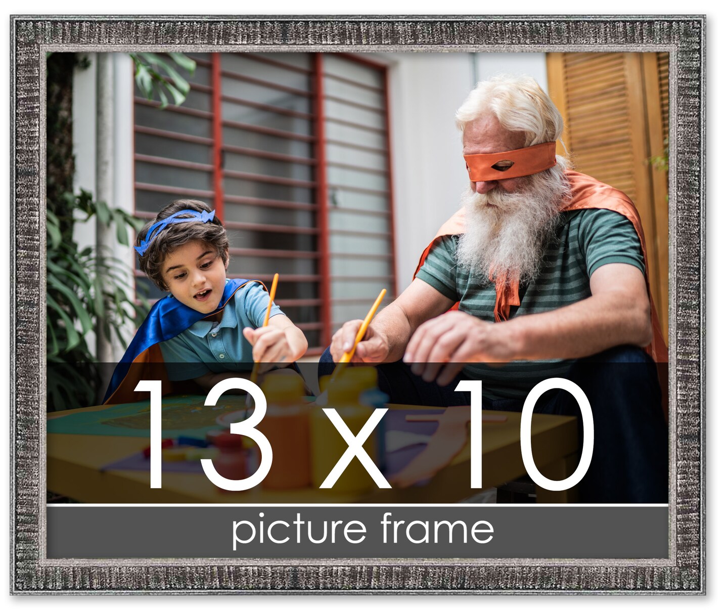 10x13 Textured Picture Frame with UV-Resistant Acrylic &#x26; Acid Free Backing, Available in 6 Finishes - Black, Blue, Brown, Gold, Grey, and White