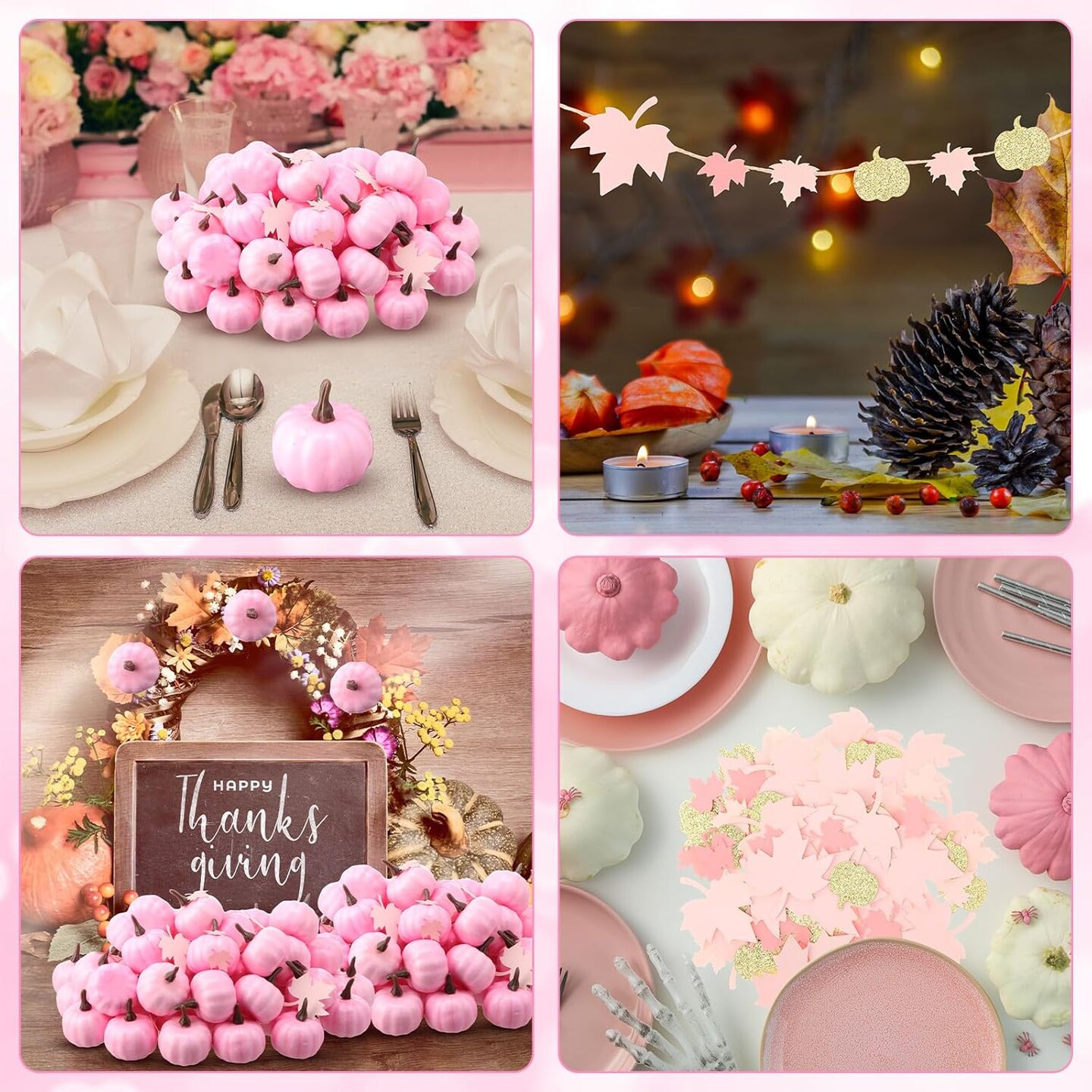 150 Pcs Artificial Pink Pumpkins Bulk Thanksgiving