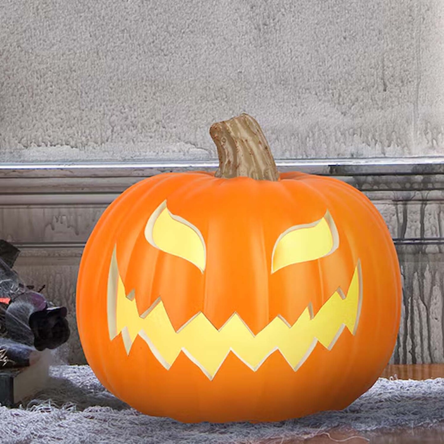 9 Inch Halloween Lighted Scary Jack o Lantern Pumpkin Decoration