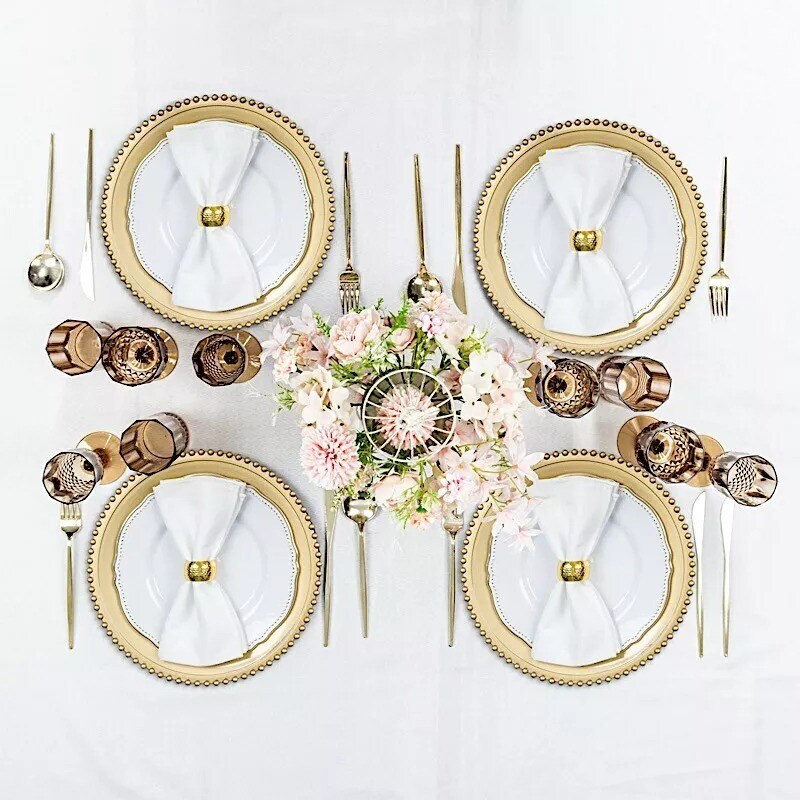 6 Amber Gold 14 oz Crystal Plastic Drinking Glasses Party Events Tableware