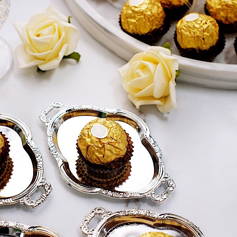 12 pcs 4.5" long Metallic Mini Oval Trays Favor Holders Wedding Party Supplies