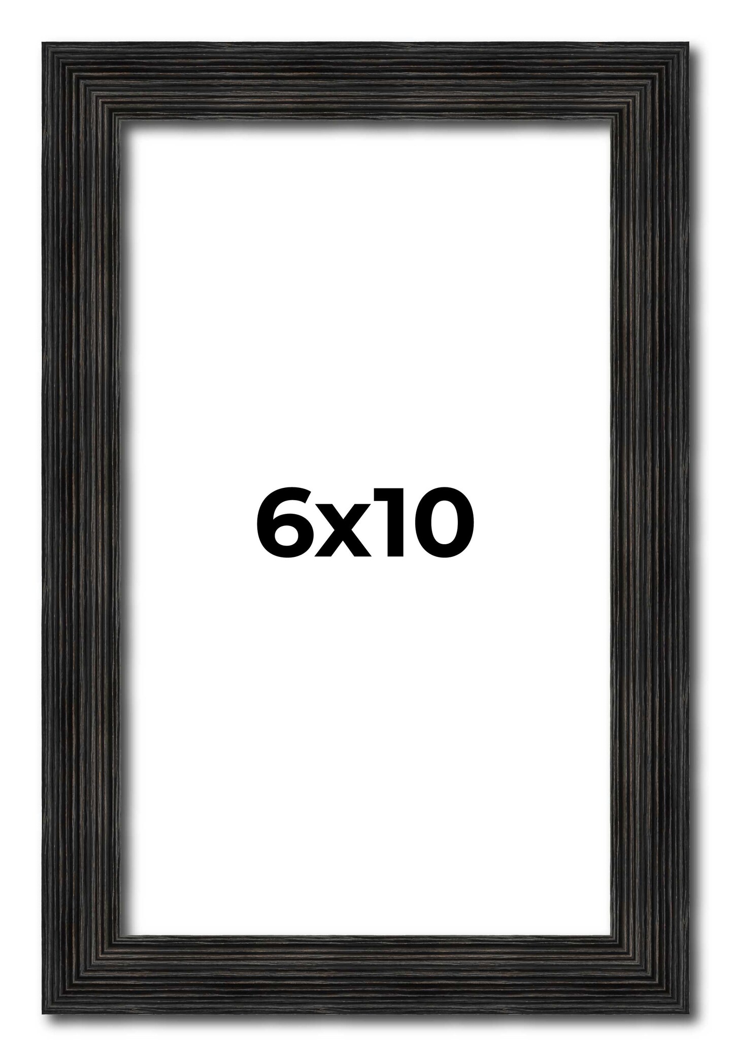 6x10 Thin Barnwood Picture Frame with UV-Resistant Acrylic &#x26; Acid Free Backing, Available in 2 Paint Finishes - Grey and Black