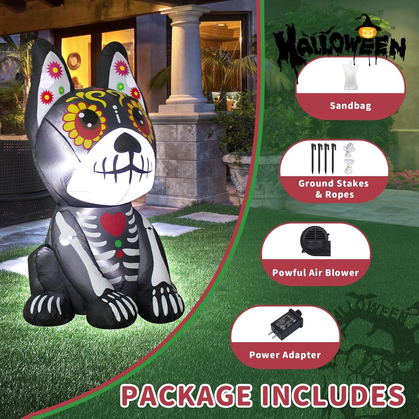 Halloween Inflatables Dia de Los Muertos Dog Outdoor Decorations