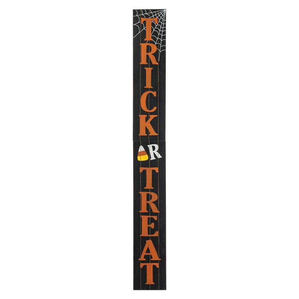 59.68 Inch H Wooden Trick Or Treat Porch Sign Halloween Decoration