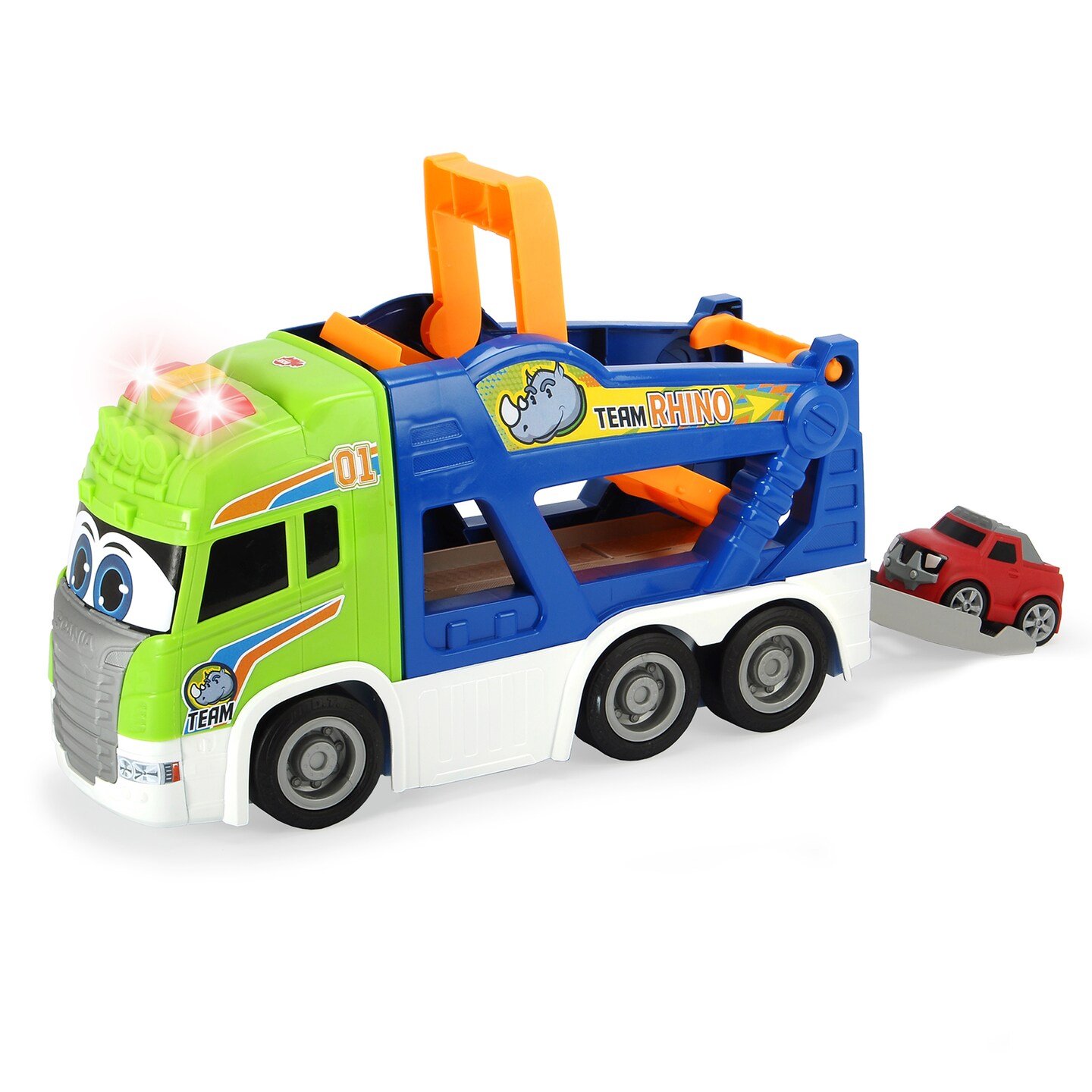 Dickie Toys - 16&#x22; Happy Scania Car Transporter Pre-School Vehicle With Extra Car