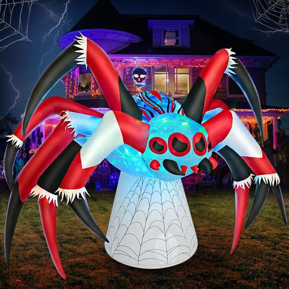 6 FT Halloween Inflatables Spider Decoration with Magic Led Light up Halloween Inflatables Outdoor Decorations Blow up Inflatables for Halloween Holiday Party Lawn Yard outside Garden D&#xE9;cor