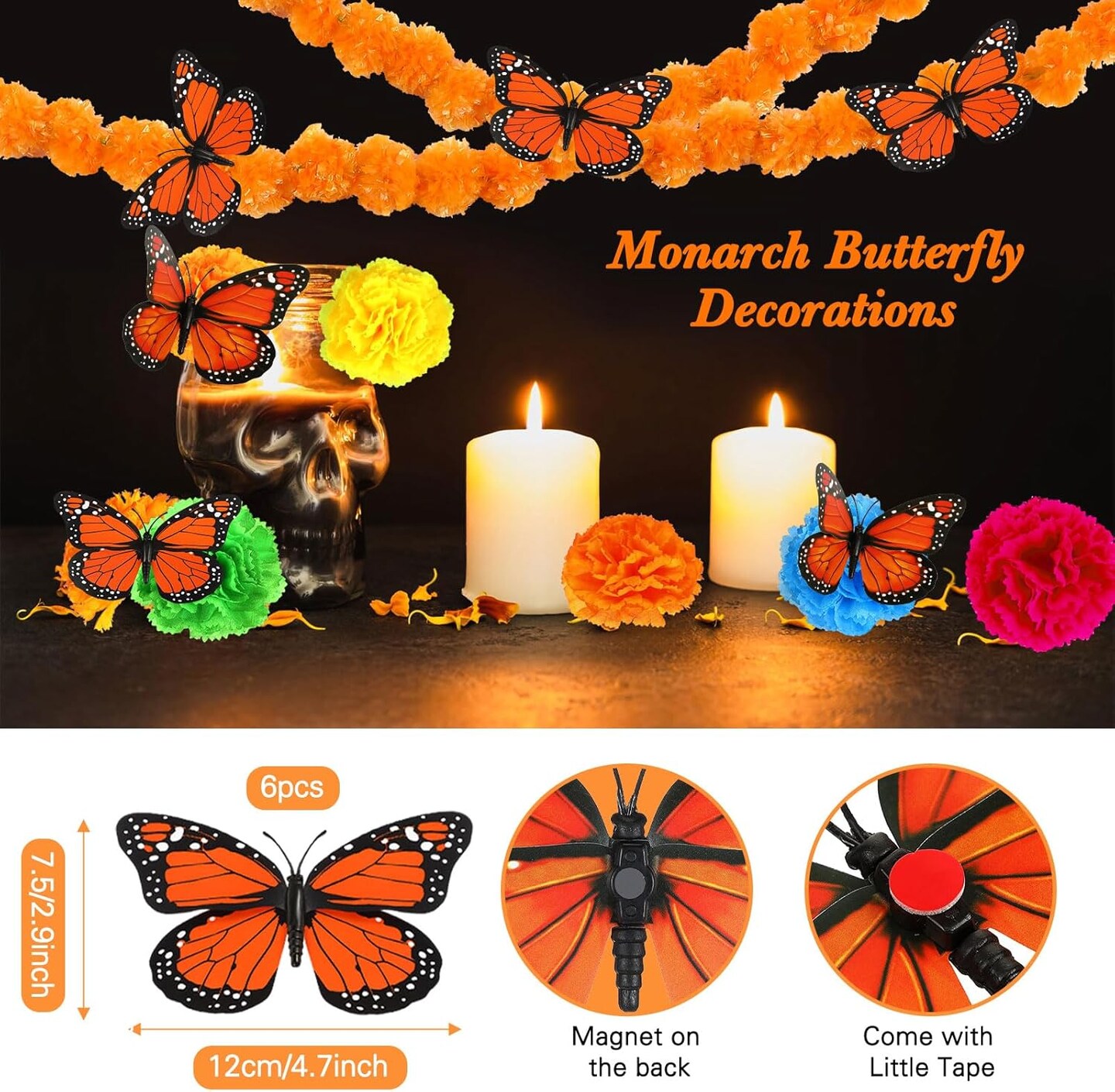 Day of The Dead Decorations Artificial Marigold Flower Garlands Mexican Party