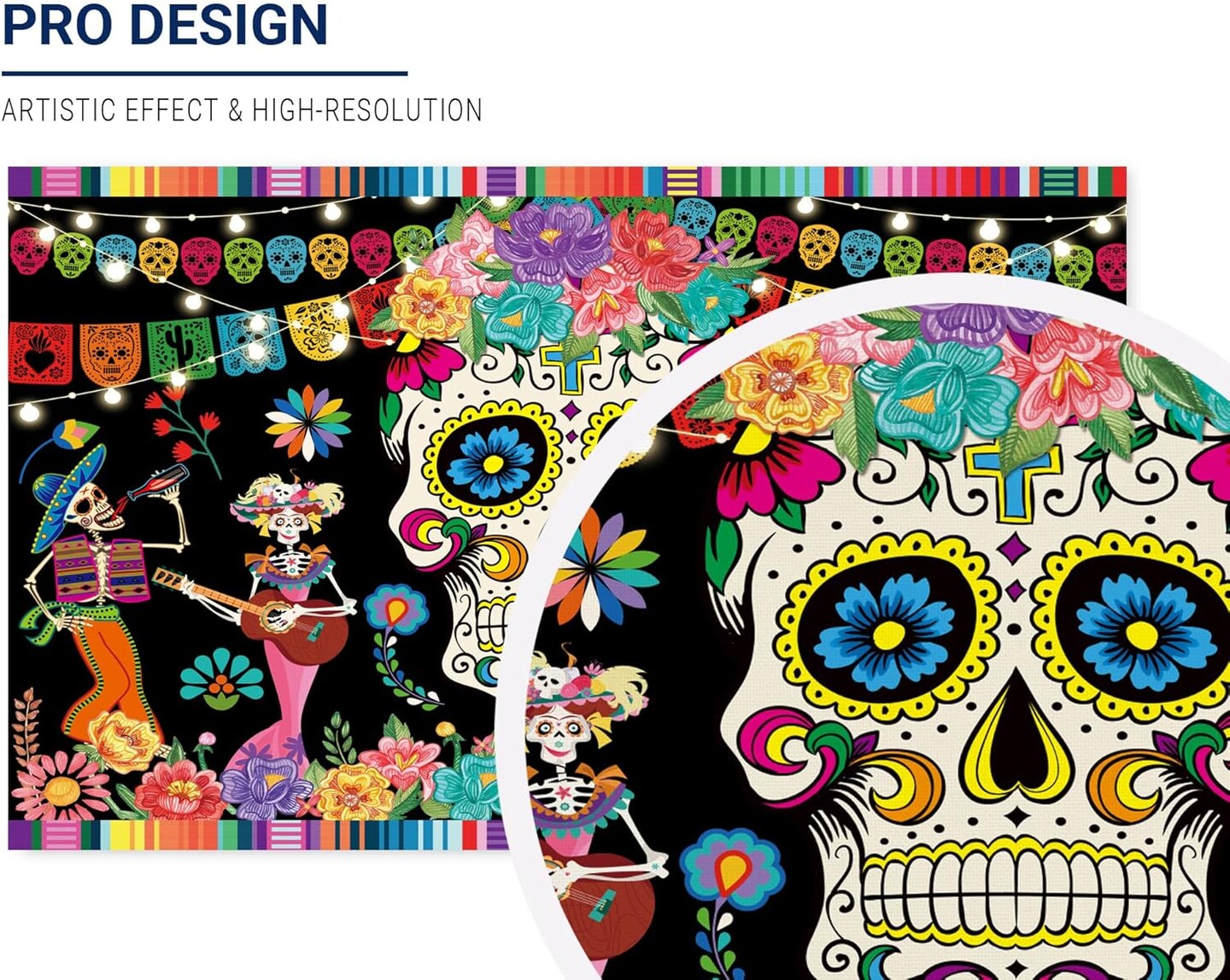 Photography Background Fiesta Sugar Skull Party Banner Supplies Decoration