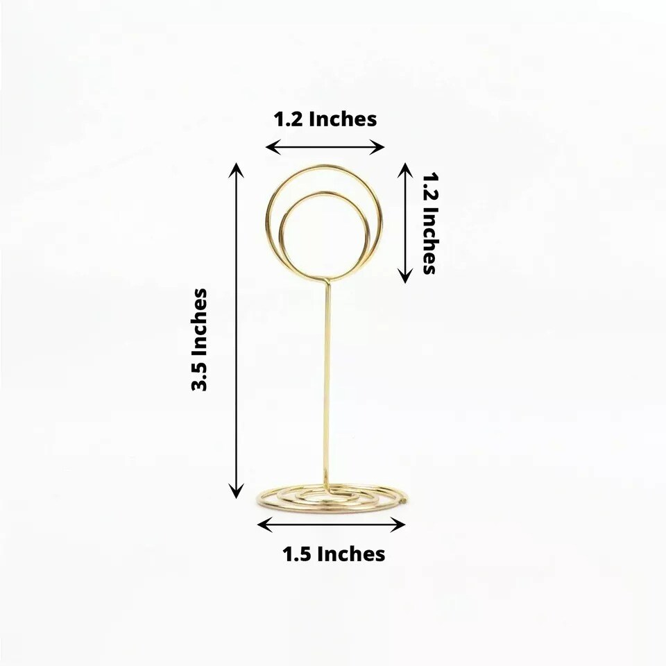 Gold 10 Sign Holders 3.5&#x22; Circle Place Card Metal Table Number Stands Events