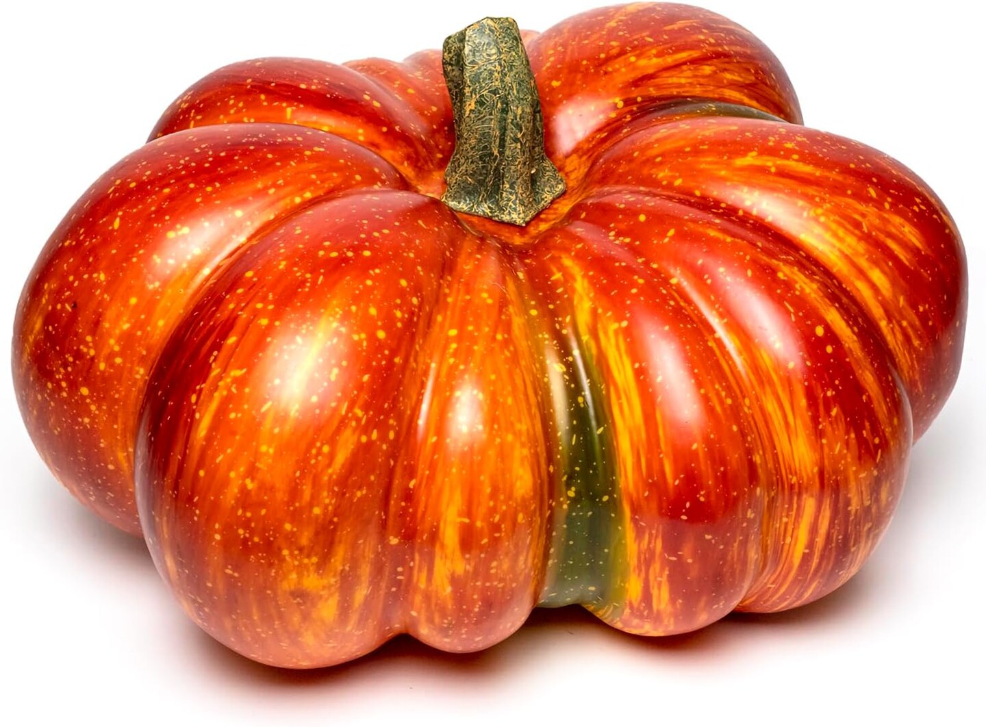 Large Artificial Pumpkin, 12.6inch Hand-Made Fake Pumpkin for Fall Harvest Festival Thanksgiving Halloween Decor (Orange Speckles)