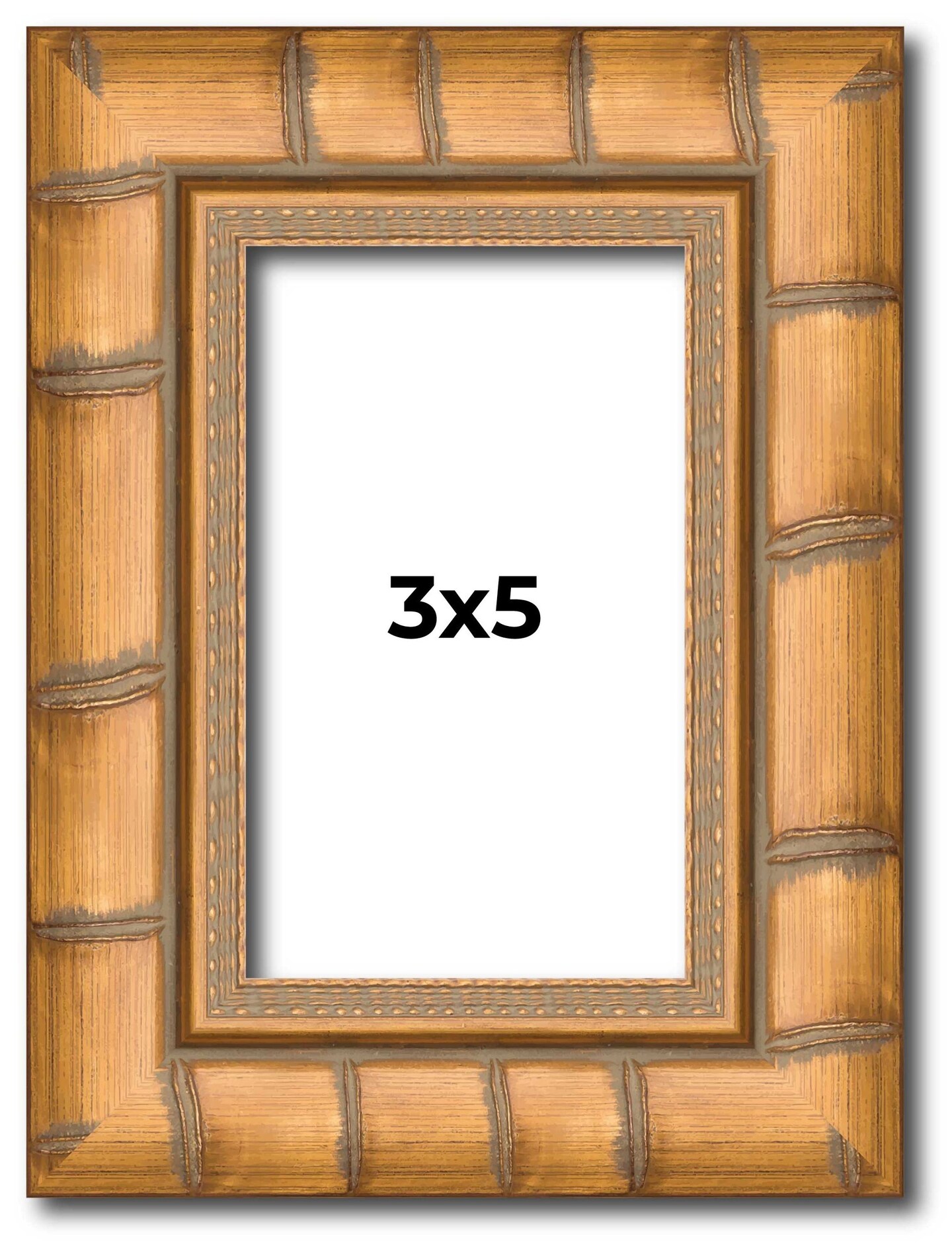 3x5 Modern Bamboo Picture Frame with UV-Resistant Acrylic & Acid Free Backing, Available in 5 Finishes - Gold, Silver, Brown, Black, and Natural