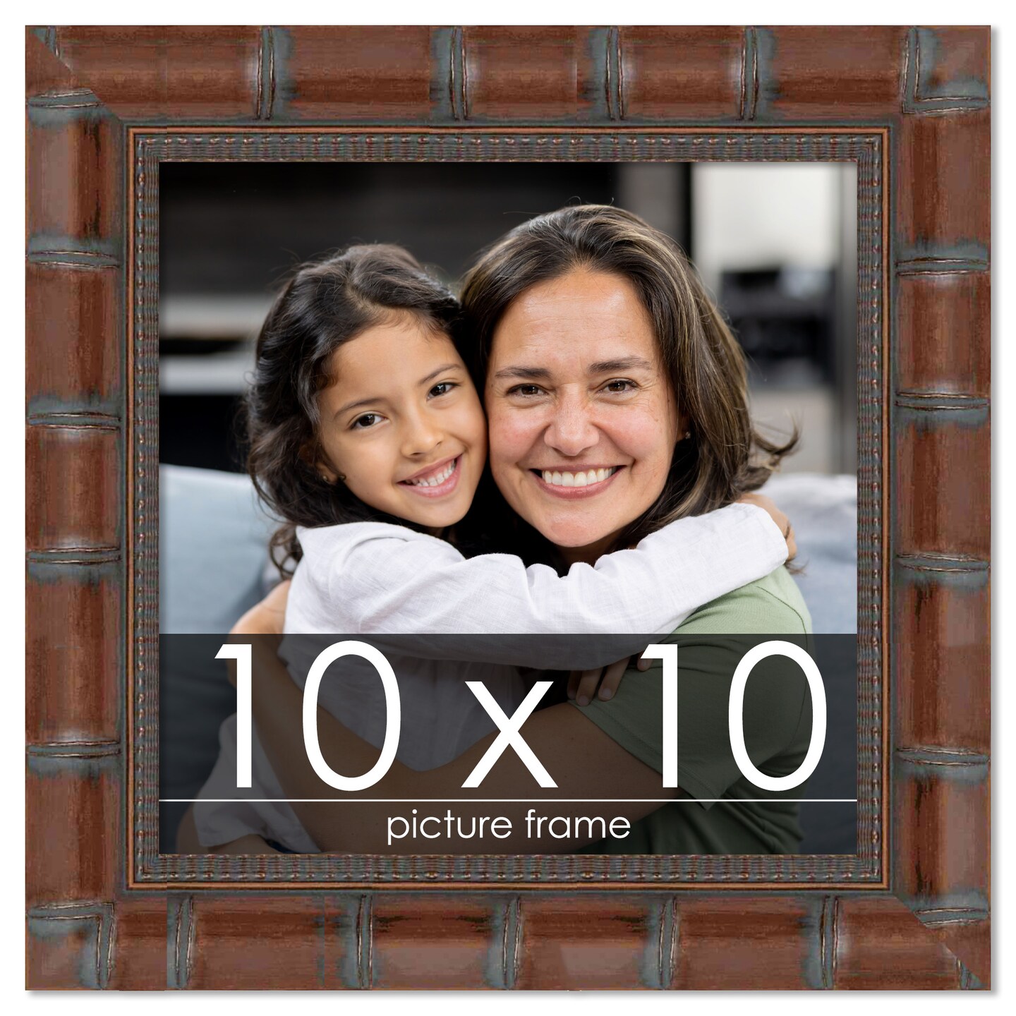 10x10 Wide Bamboo Picture Frame with UV-Resistant Acrylic &#x26; Acid Free Backing, Available in  4 Finishes - Brown, Black, Silver, and Natural