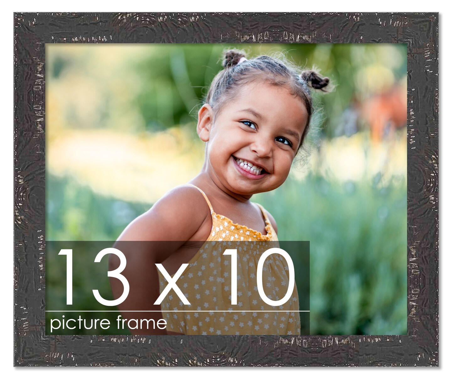 Photo Size Shabby Chic Black Picture Frame - UV Acrylic, Foam Board Backing, Hanging Hardware