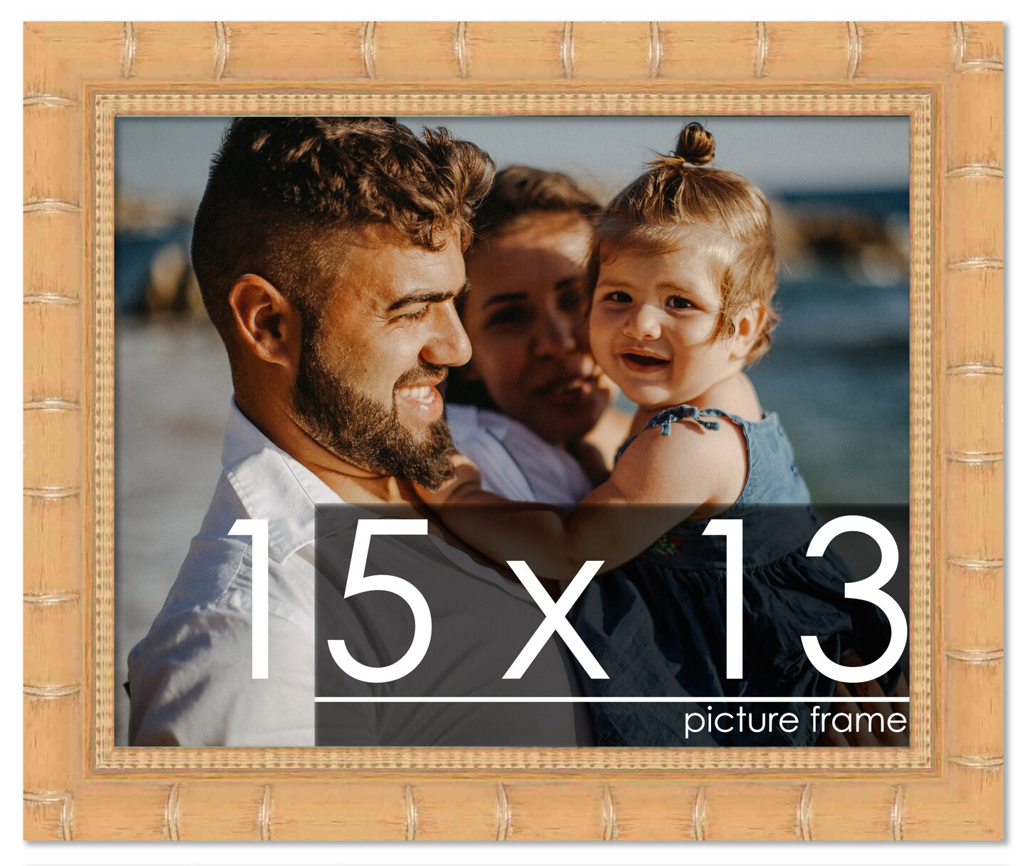 15x13 Modern Bamboo Picture Frame with UV-Resistant Acrylic &#x26; Acid Free Backing, Available in  5 Finishes - Gold, Silver, Brown, Black, and Natural