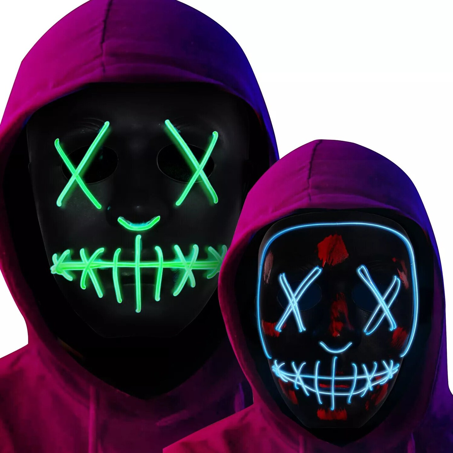 Kitcheniva 2 Pcs Halloween Clubbing Light Up LED Mask Costume