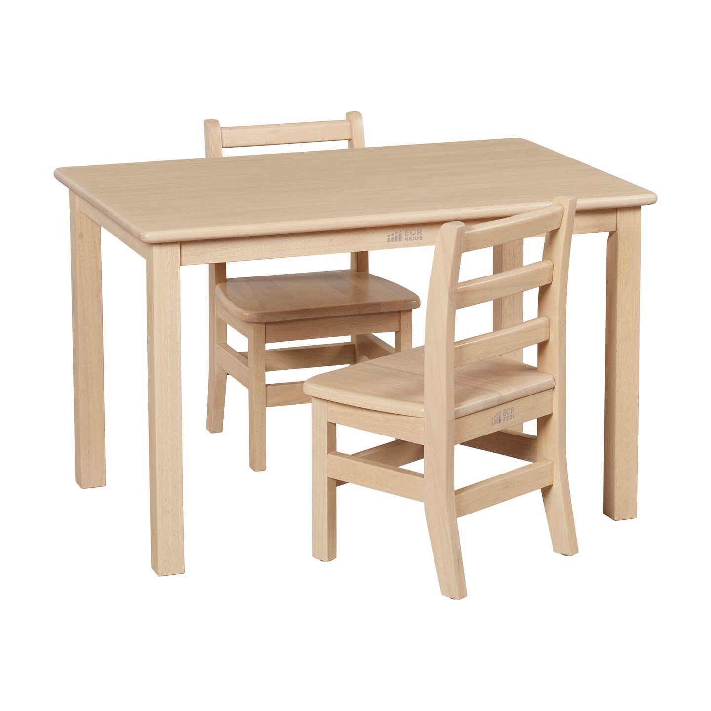 24in x 36in Rectangular Hardwood Table and Chair Set, 12in Seat Height, Kids Furniture