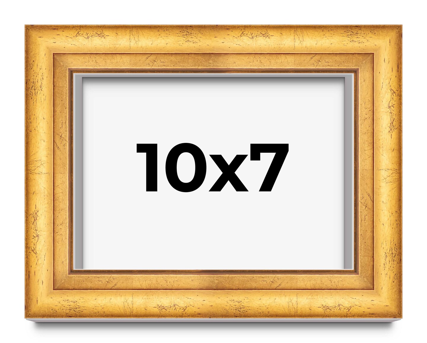 10x7 Shadow Box 1.75" Deep Gold Picture Frame - UV Acrylic, Foam Board Backing, Hanging Hardware