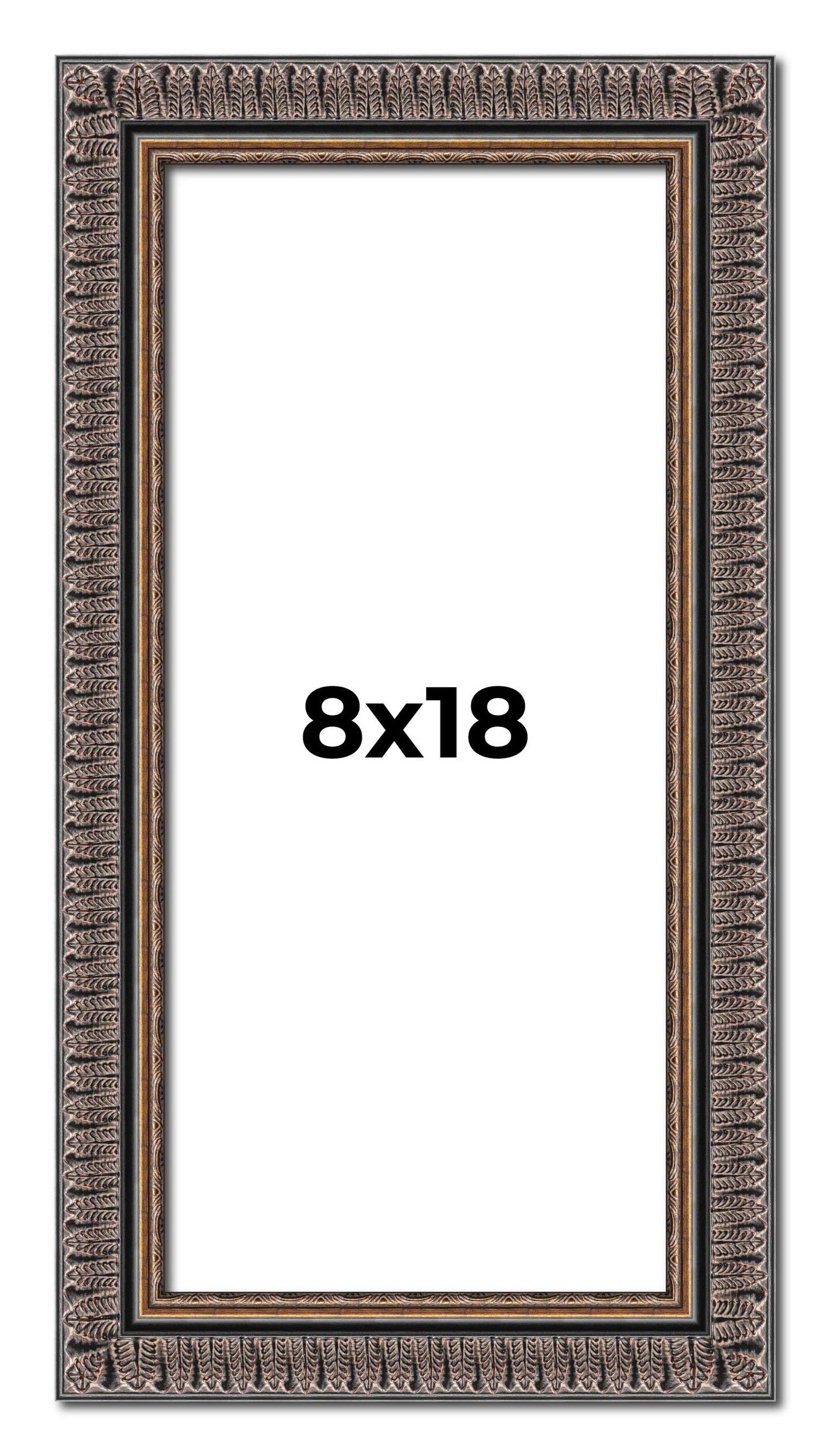 Panoramic Ornate Black Picture Frame - UV Acrylic, Foam Board Backing, Hanging Hardware