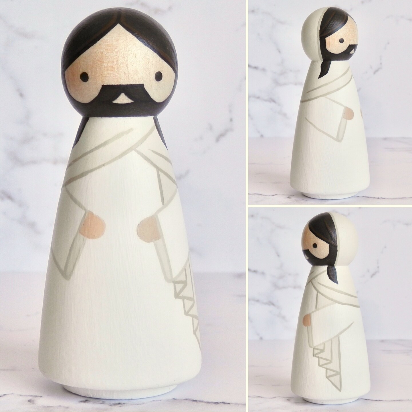 Jesus Peg Doll and Sheep Bible Story Toys Christian Decor, style: Jesus  Dark