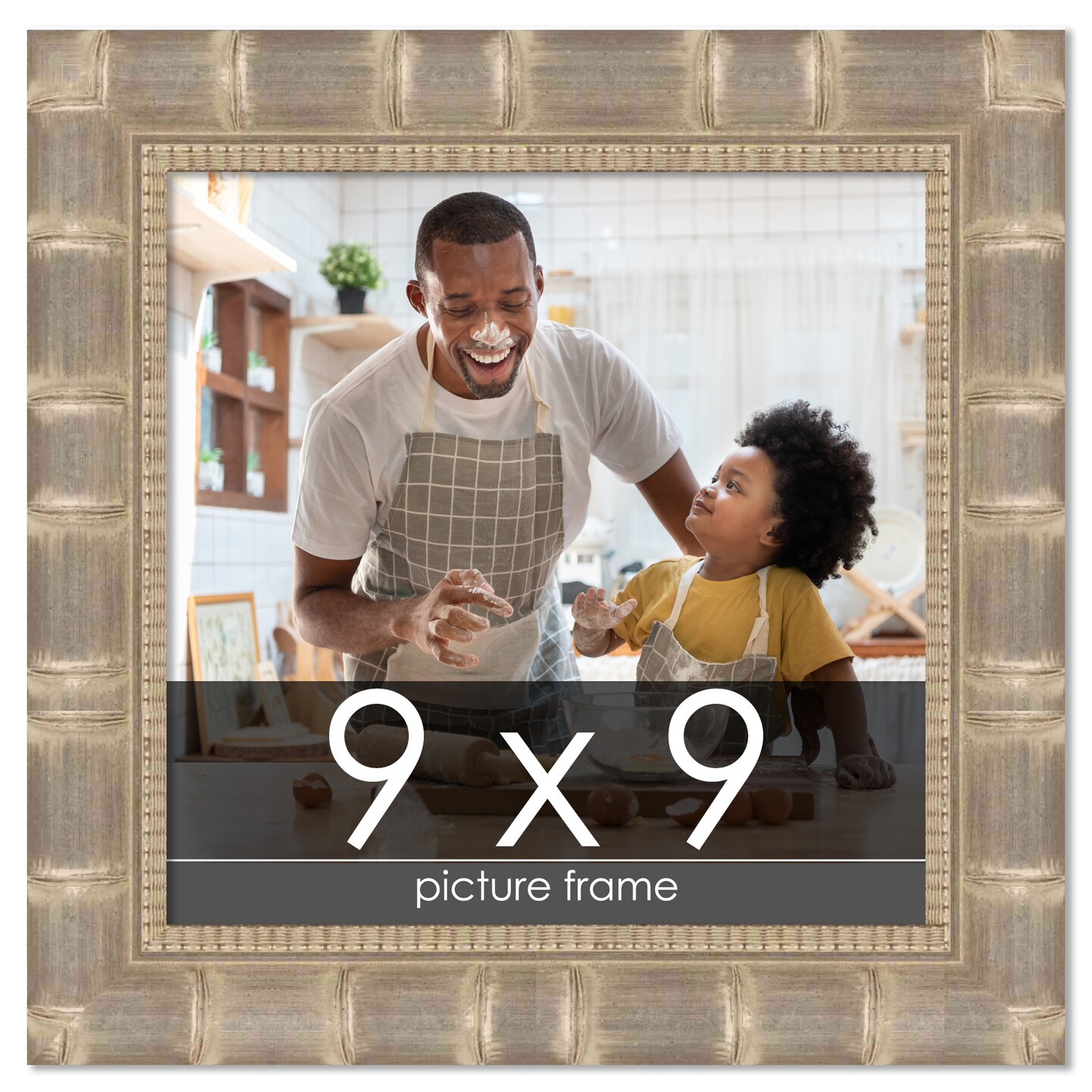 9x9 Wide Bamboo Picture Frame with UV-Resistant Acrylic &#x26; Acid Free Backing, Available in  4 Finishes - Brown, Black, Silver, and Natural